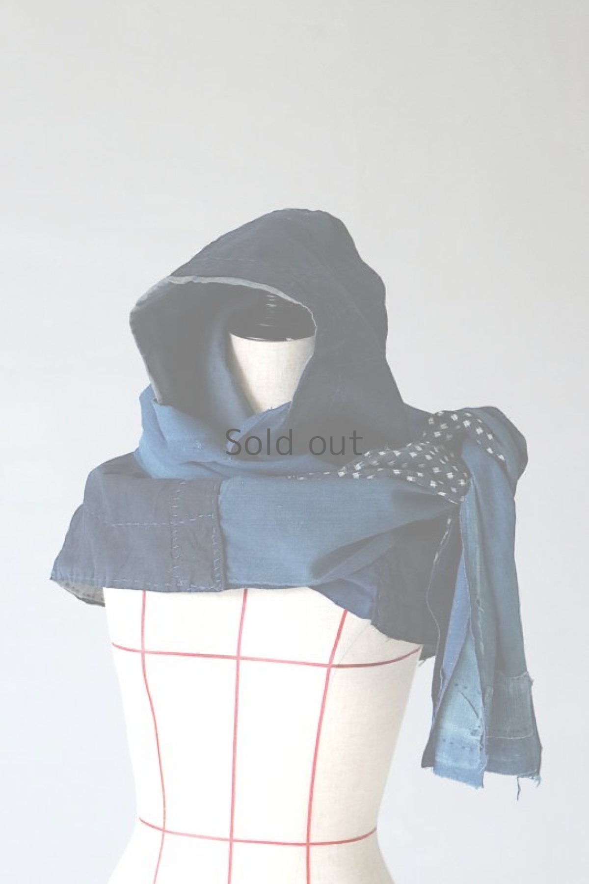画像2: 【MITSUGU SASAKI】BORO古布　"NINJA"頭巾ショール (2)