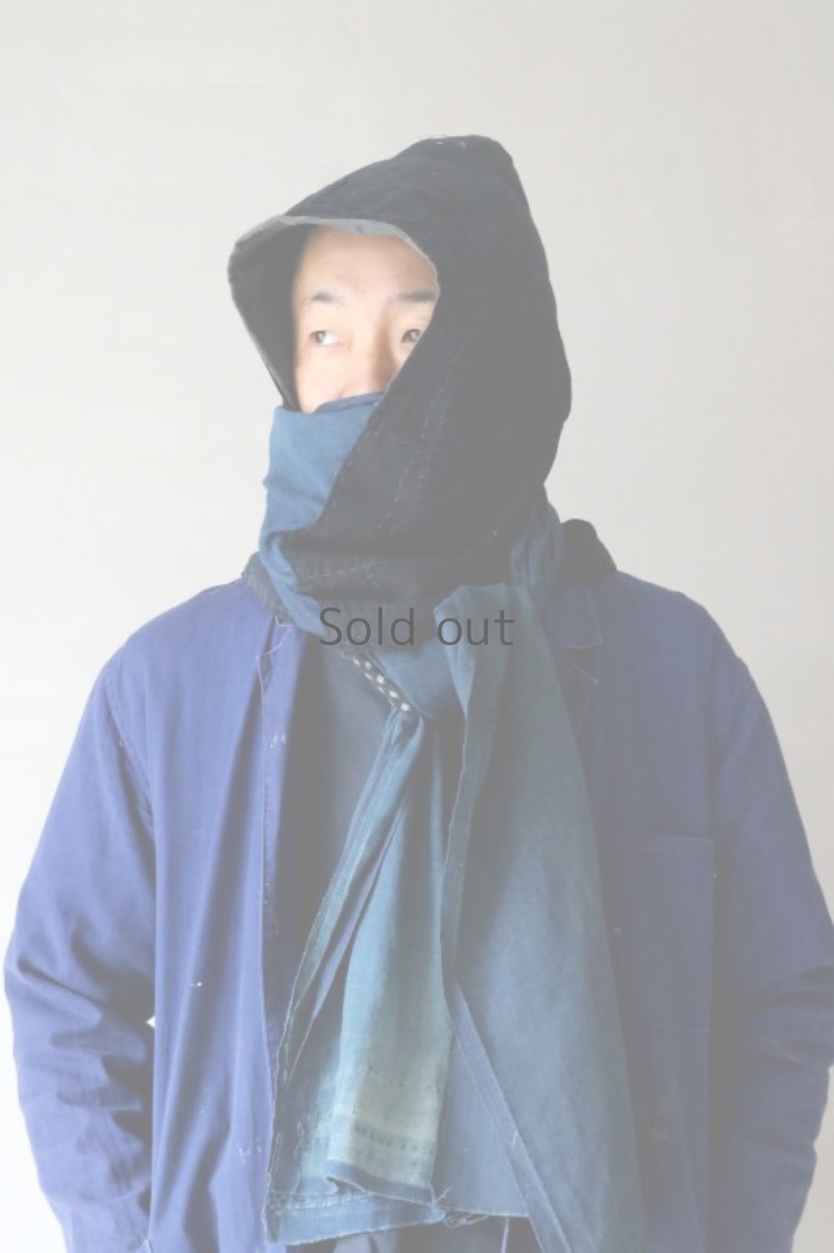 画像12: 【MITSUGU SASAKI】BORO古布　"NINJA"頭巾ショール (12)