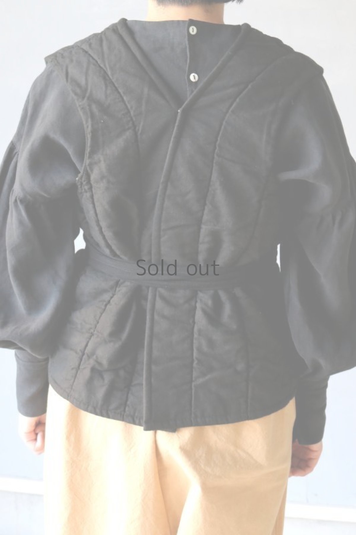 画像8: 【ササキチホ】ビンテージリメイク×染め キルティングベスト（黒） (8)