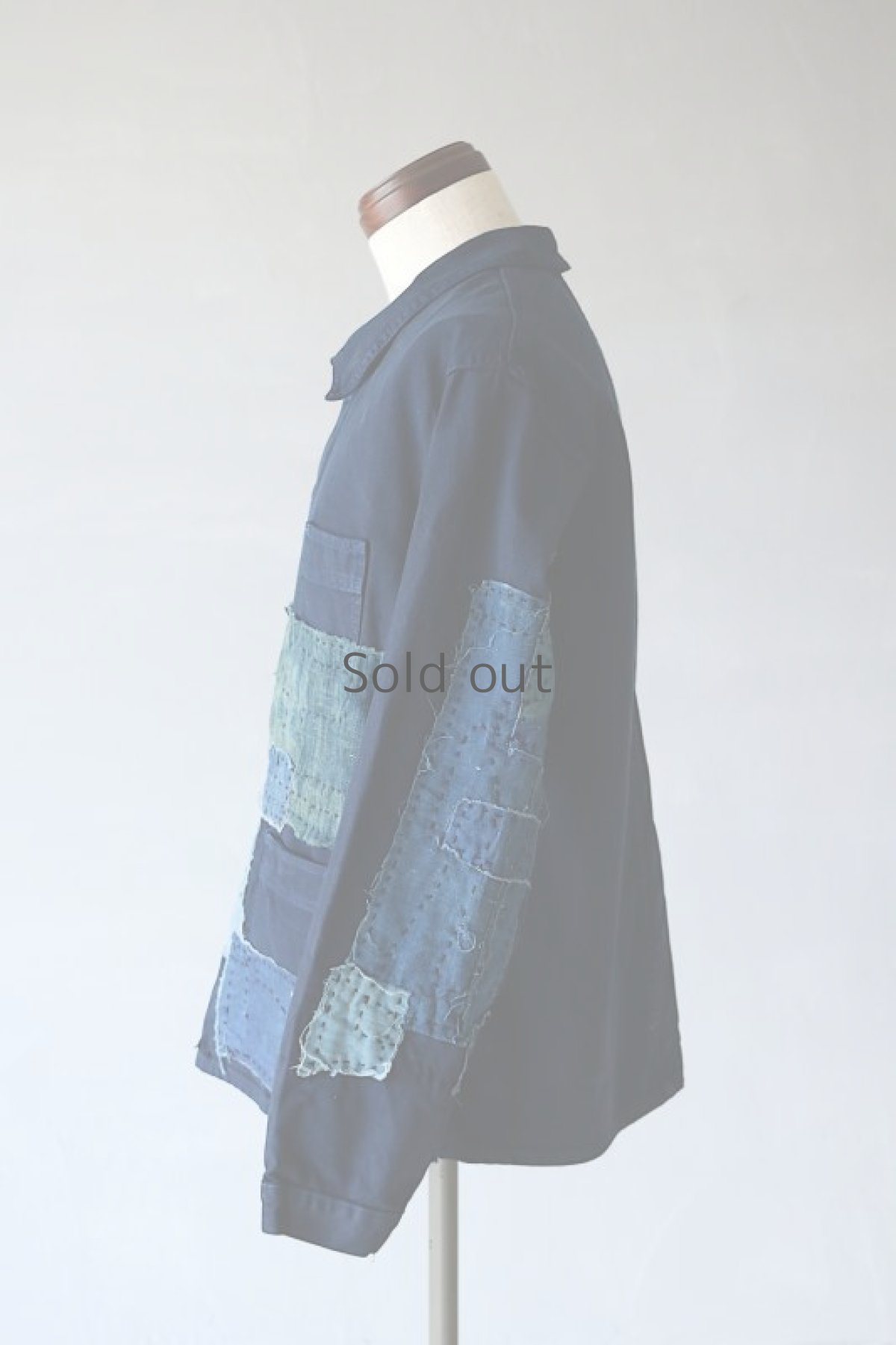 画像7: 【MITSUGU SASAKI】ビンテージリメイク×古布　後染めパッチワーク刺し子ワークジャケット (7)