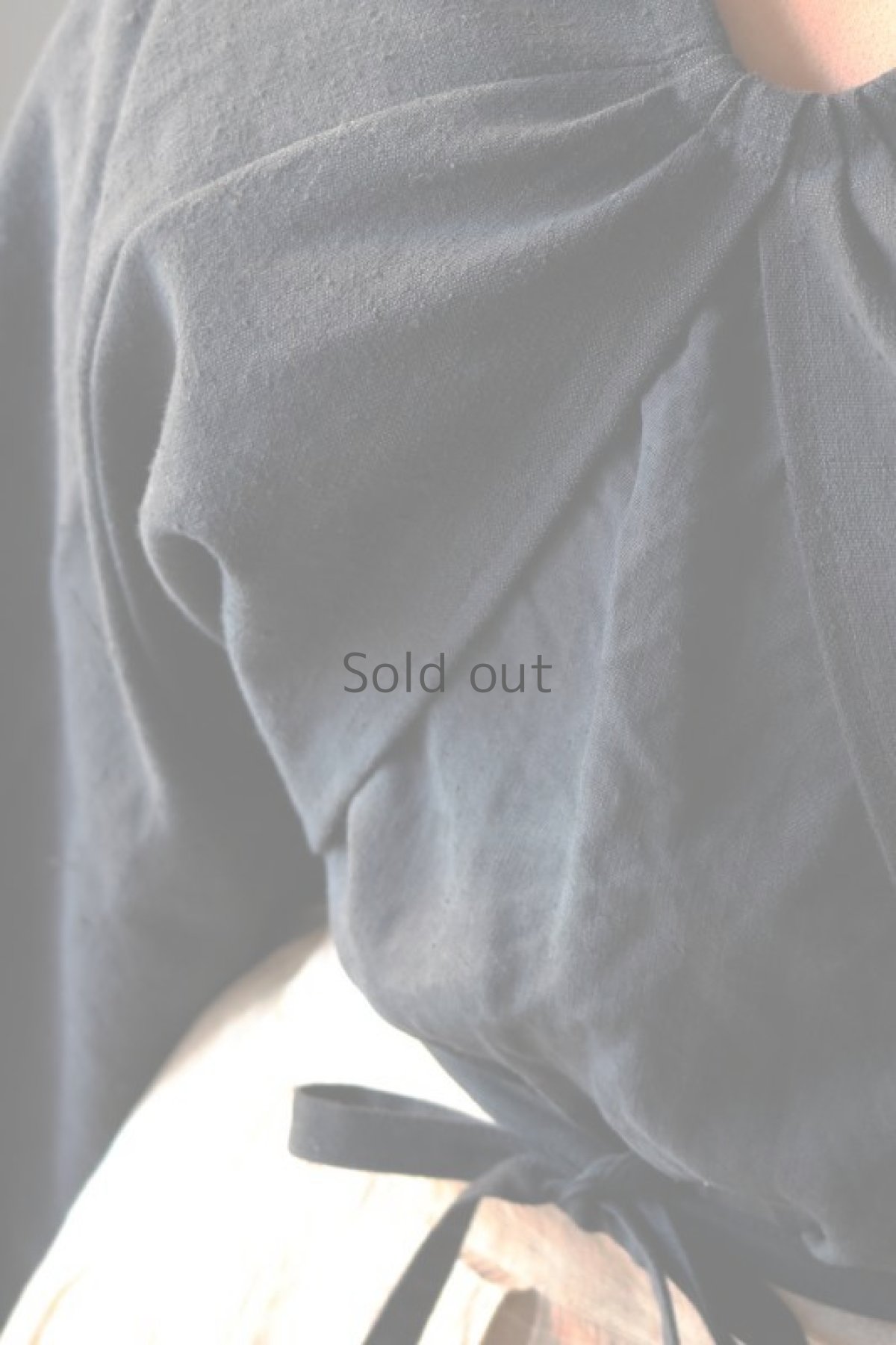 画像9: 【ササキチホ】アンティークリネン×染め アドスリーブス　”粧”　（黒） (9)