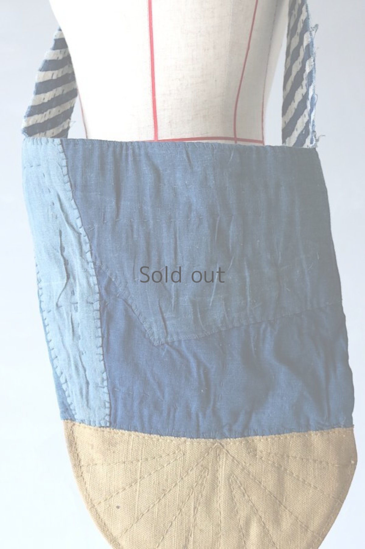 画像7: 【MITSUGU SASAKI】BORO古布　藍染パッチワーク　麻ショルダーバッグ(藍) (7)