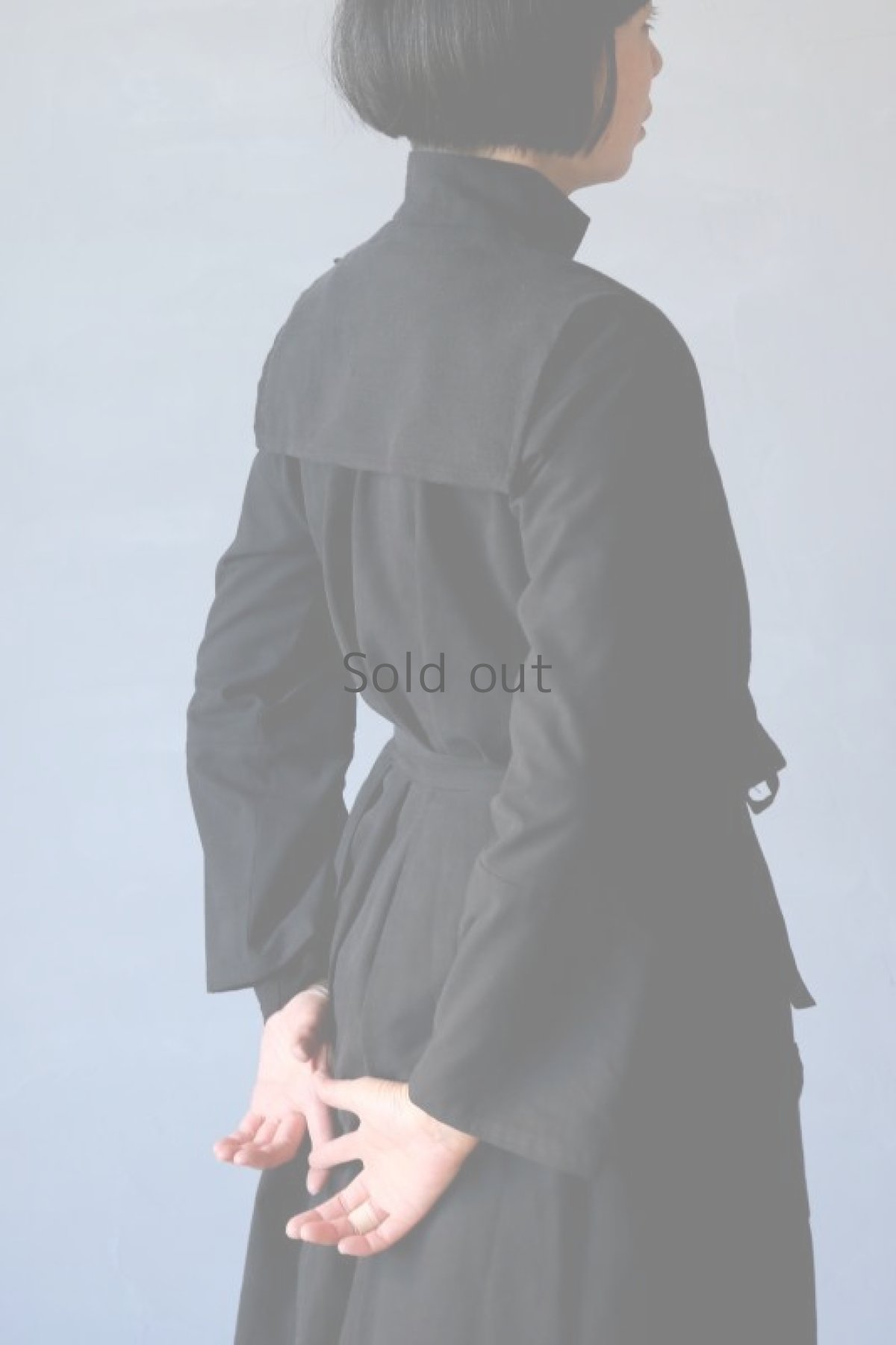 画像7: 【ササキチホ】アンティークコットン×染め 首衣（黒/織模様） (7)