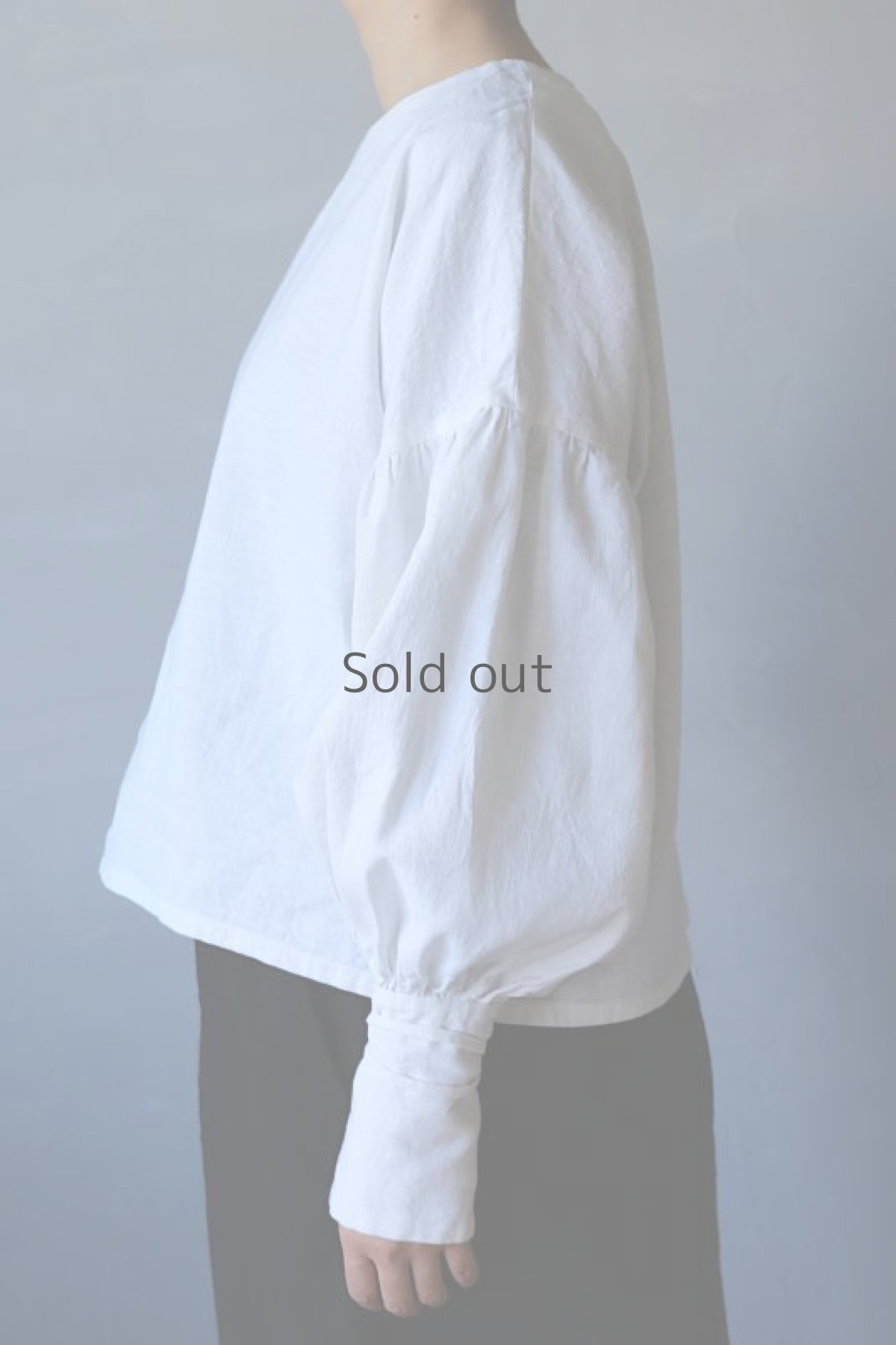 画像8: 【ササキチホ】アンティークコットンリネン　ロングカフスブラウス（白色） (8)