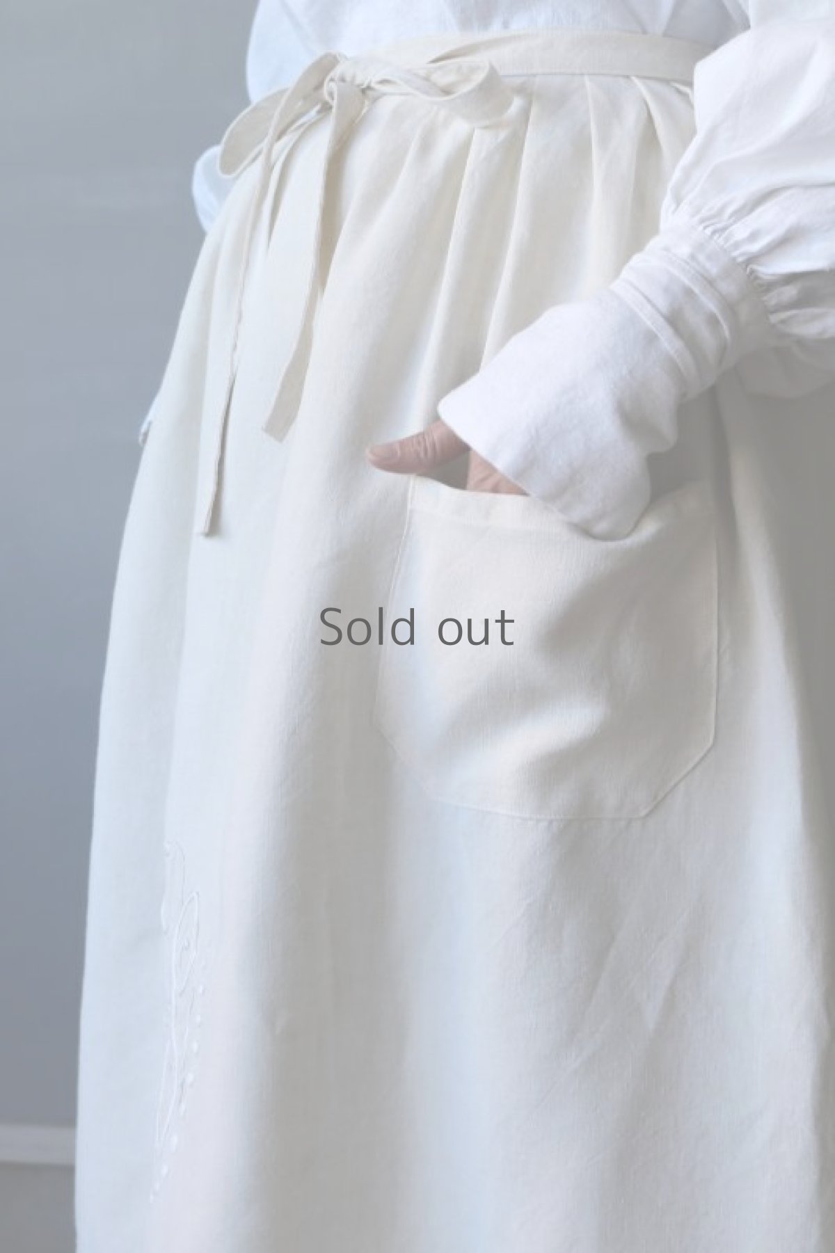 画像7: 【ササキチホ】アンティークリネン　ワークエプロン（生成り/JS/ポケット） (7)