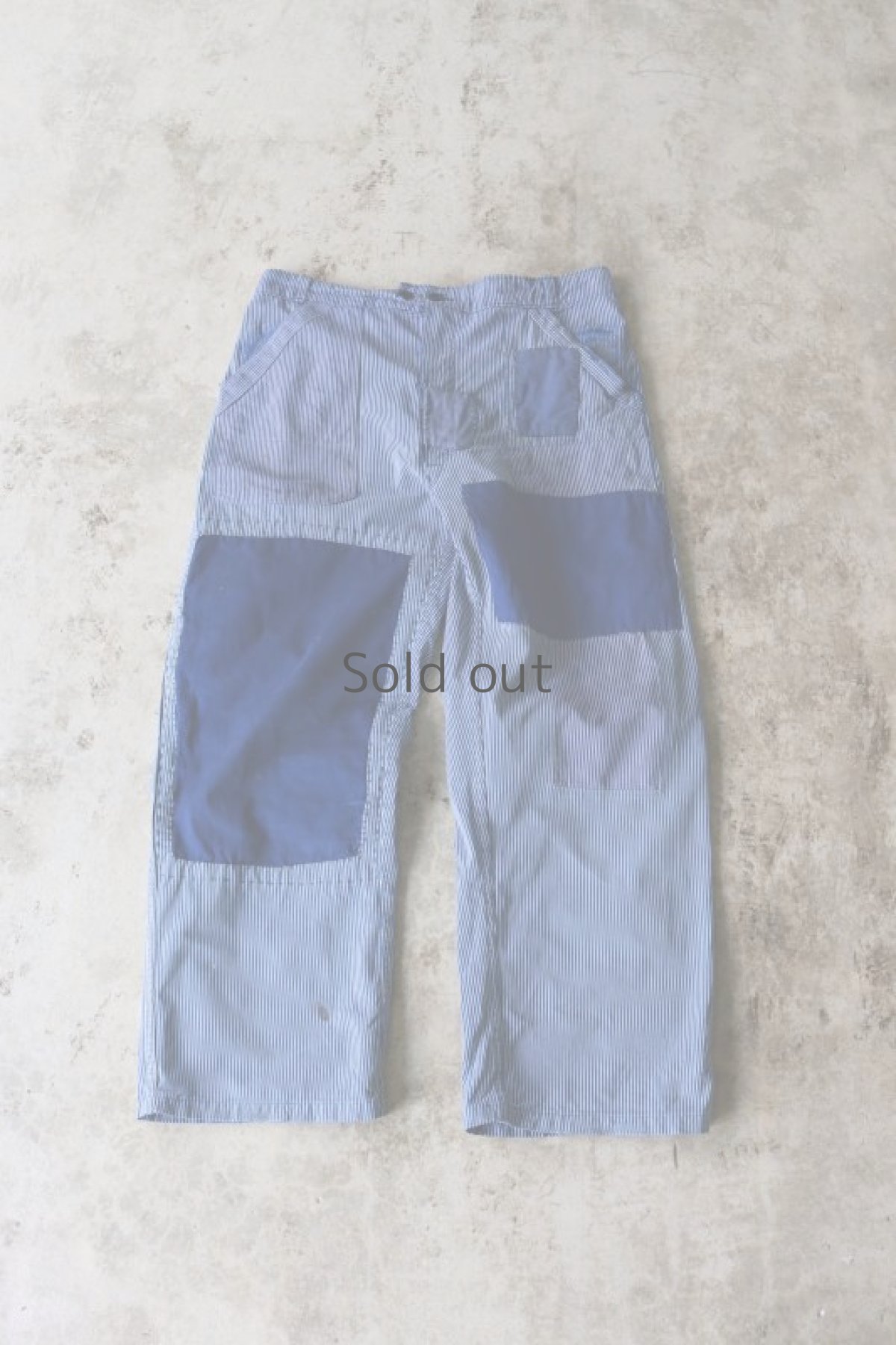 画像2: 【MITSUGU SASAKI】ビンテージ×リメイク　パッチワーク　ストライプワークパンツ(スイス酪農家) (2)