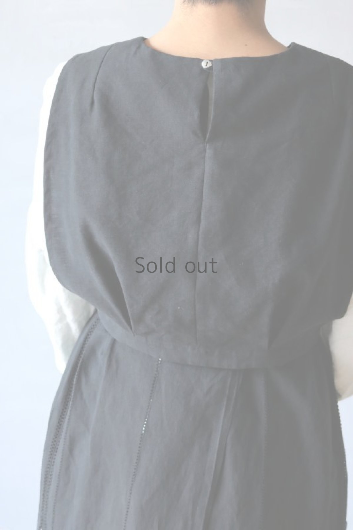 画像11: 【ササキチホ】アンティークリネン×染め　セットアップエプロン（黒） (11)