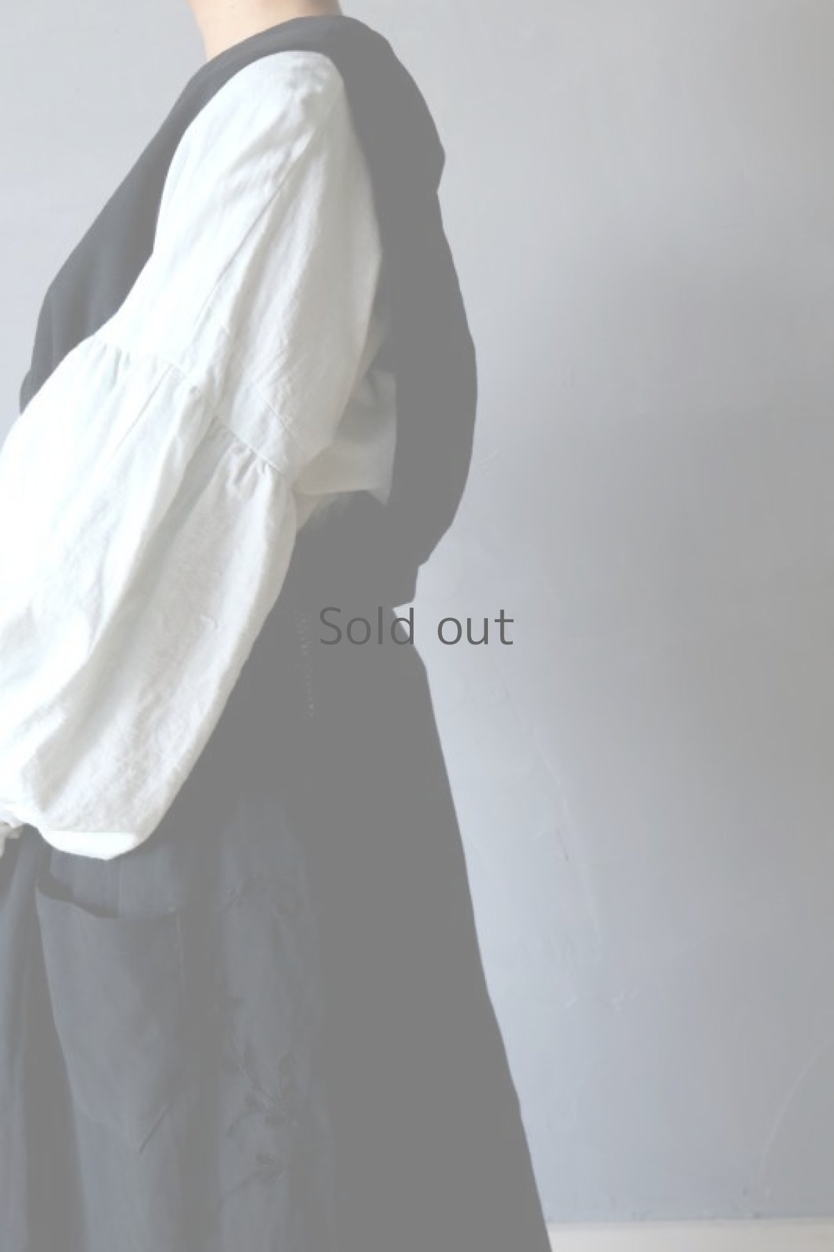 画像8: 【ササキチホ】アンティークリネン×染め　セットアップエプロン（黒） (8)