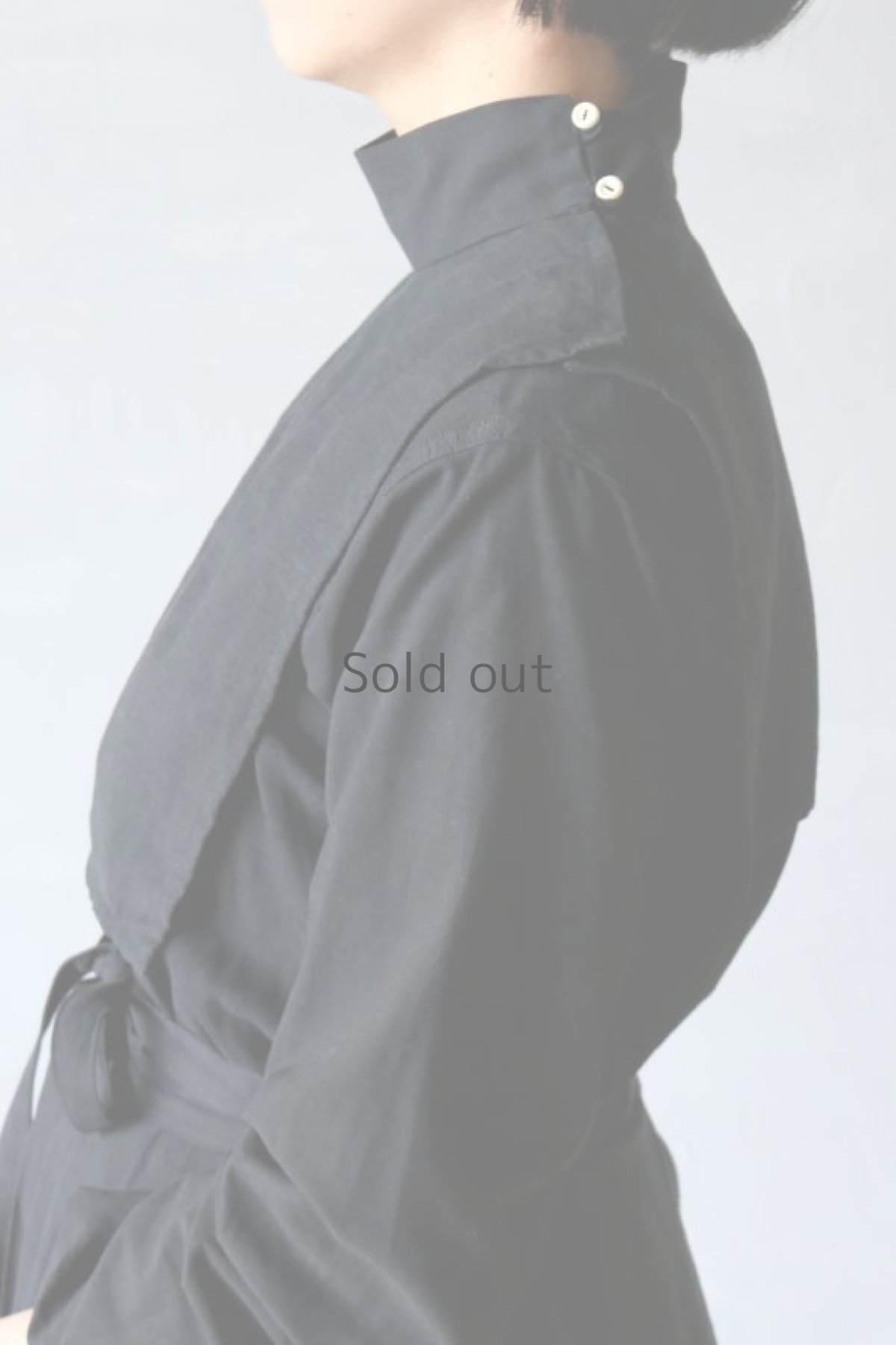 画像3: 【ササキチホ】アンティークリネン×染め 修道女の襟掛け（黒） (3)