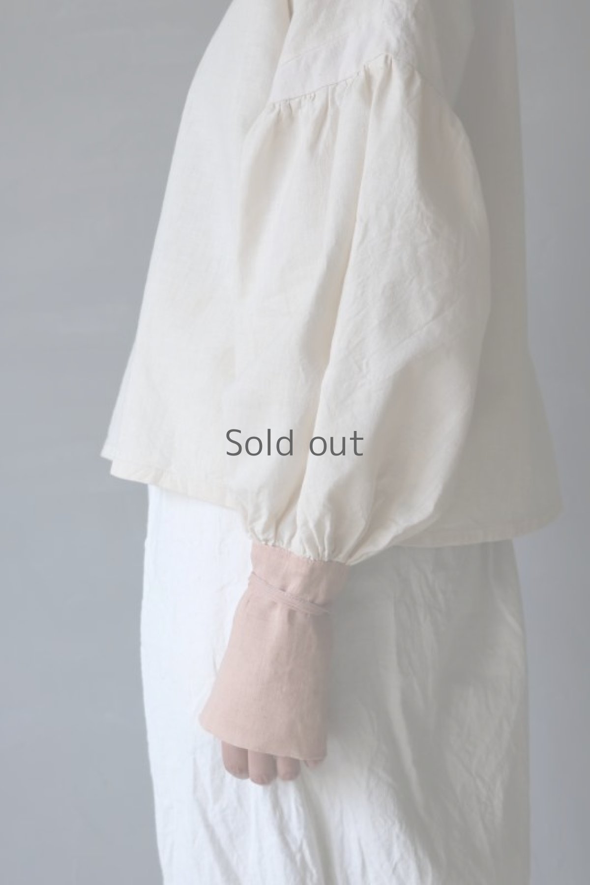 画像7: 【ササキチホ】古布綿　ロングカフスブラウス（生成りと薄ピンク色） (7)