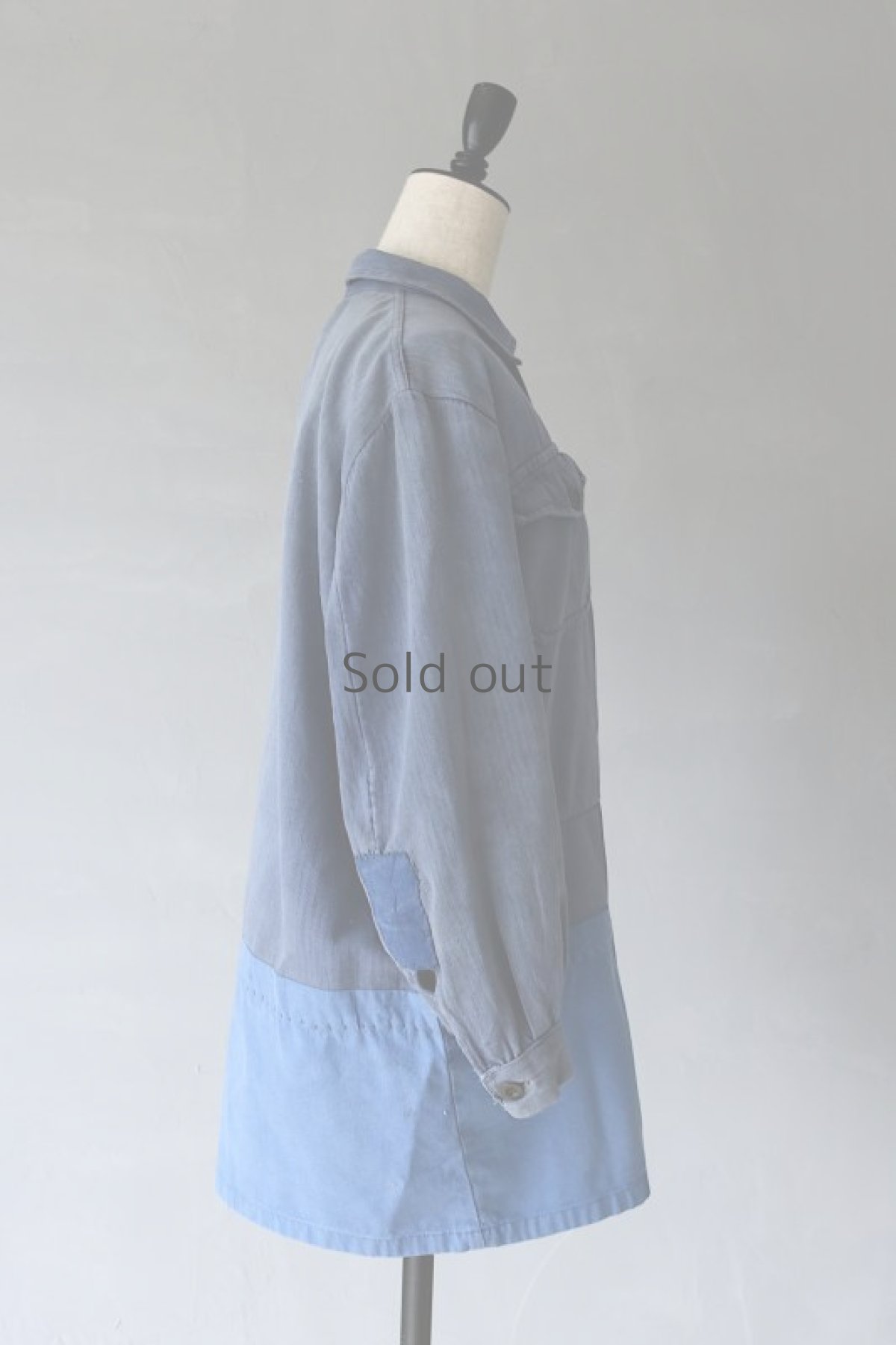 画像14: 【MITSUGU SASAKI】ビンテージリメイク パッチワーク ロングワークシャツ (14)