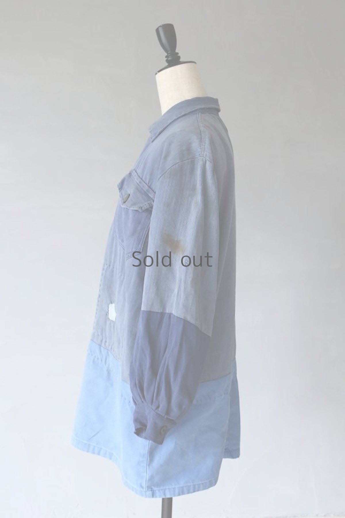 画像8: 【MITSUGU SASAKI】ビンテージリメイク パッチワーク ロングワークシャツ (8)