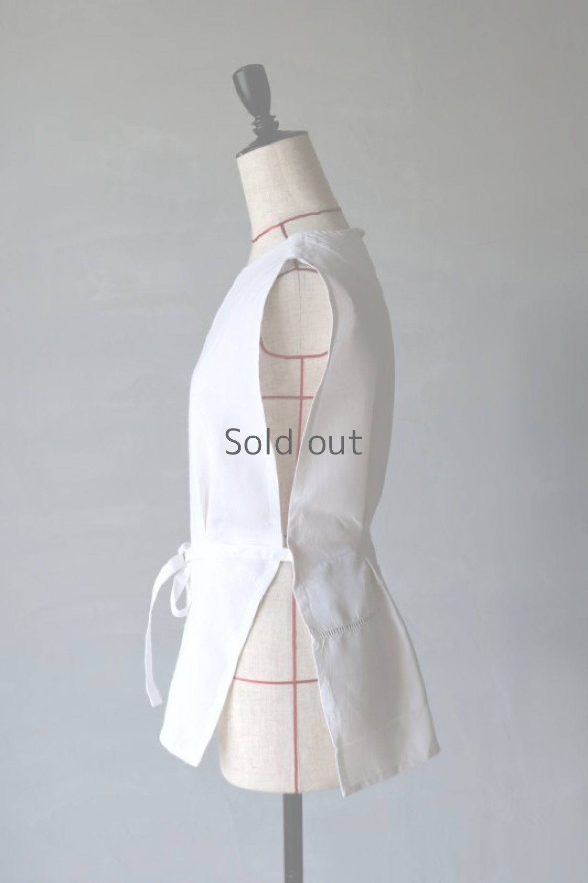 画像3: 【ササキチホ】アンティークリネン 長胴衣（白/背中裾レース） (3)