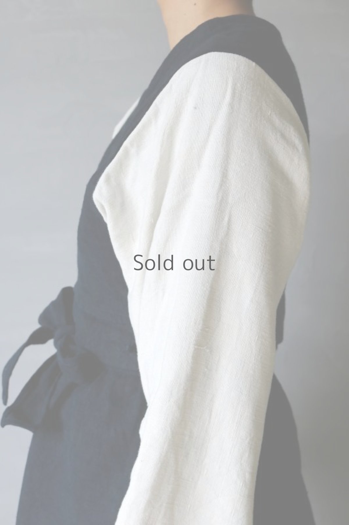 画像9: 【ササキチホ】アンティークリネン×染め　ハンボク　巻ワンピース（濃紺/白） (9)