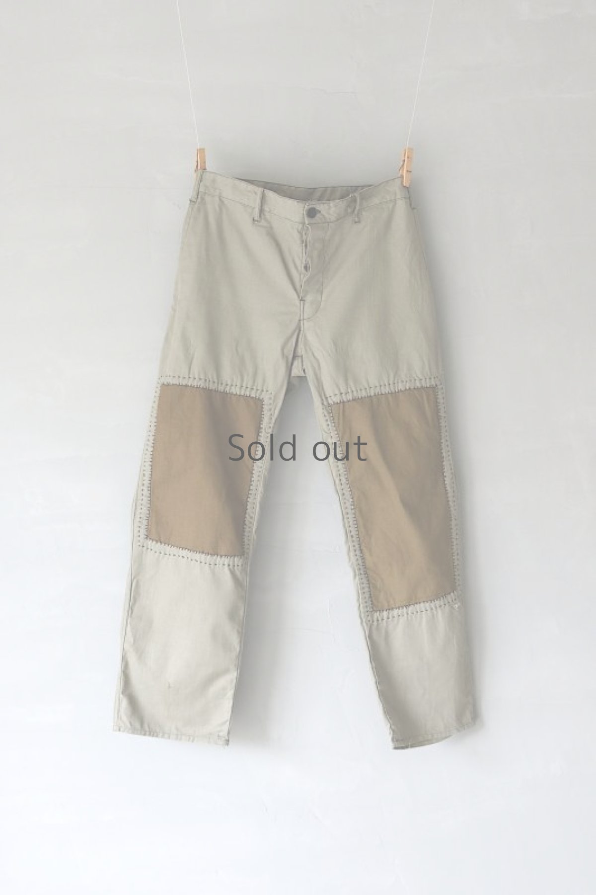 画像2: 【MITSUGU SASAKI】ビンテージ×リメイク パッチワーク ワークパンツ(カーキHBTコットン) (2)