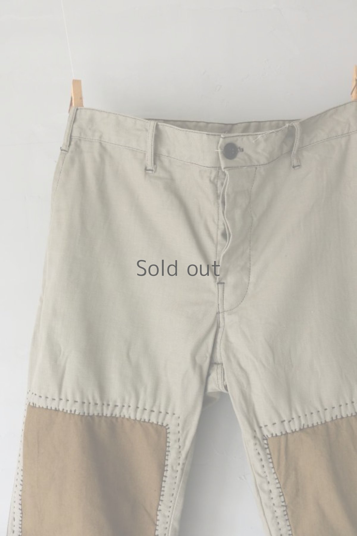 画像3: 【MITSUGU SASAKI】ビンテージ×リメイク パッチワーク ワークパンツ(カーキHBTコットン) (3)