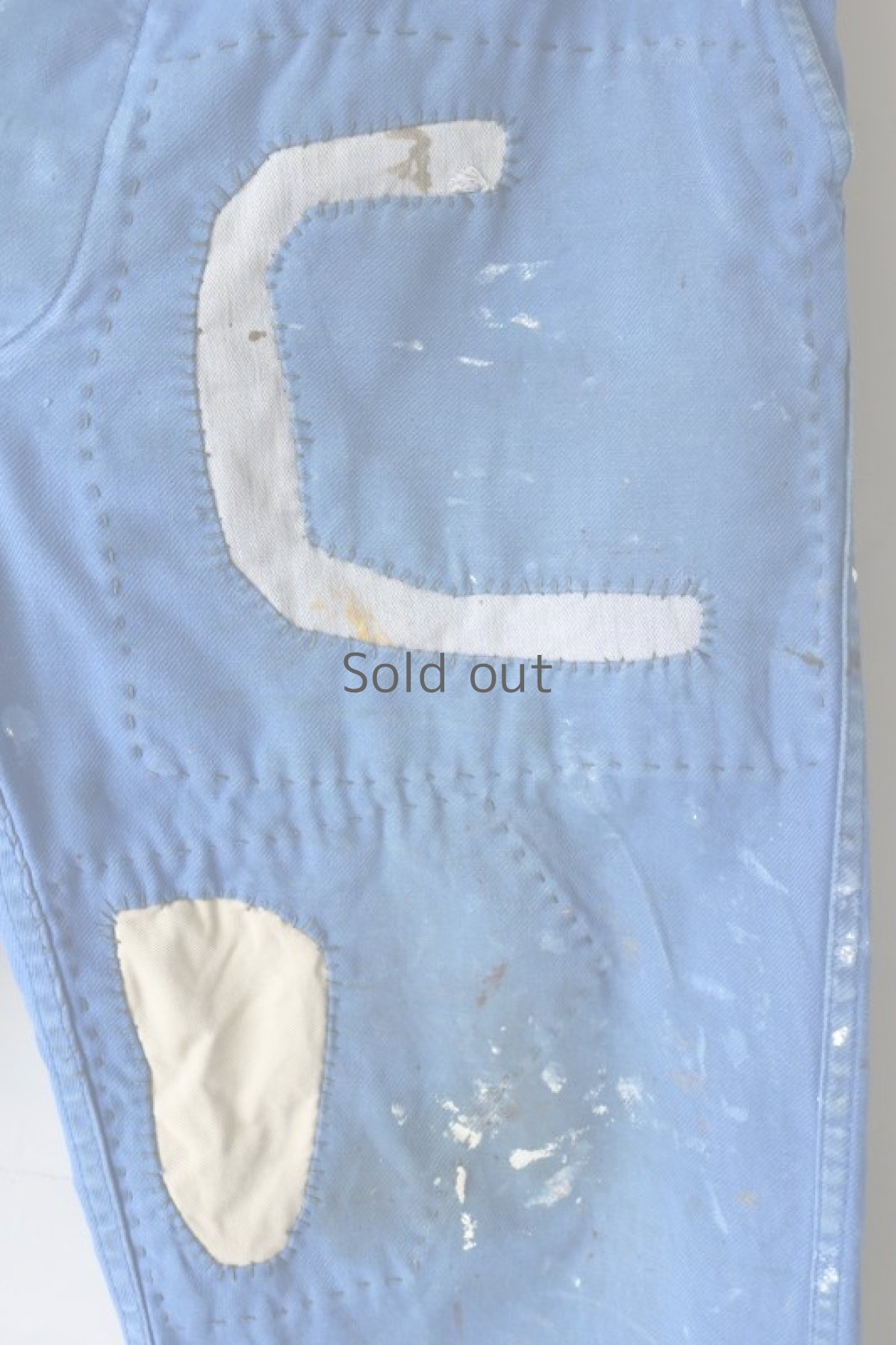 画像7: 【MITSUGU SASAKI】ビンテージ×リメイク　パッチワーク＆ペンキ　ワークパンツ（明るめの青） (7)