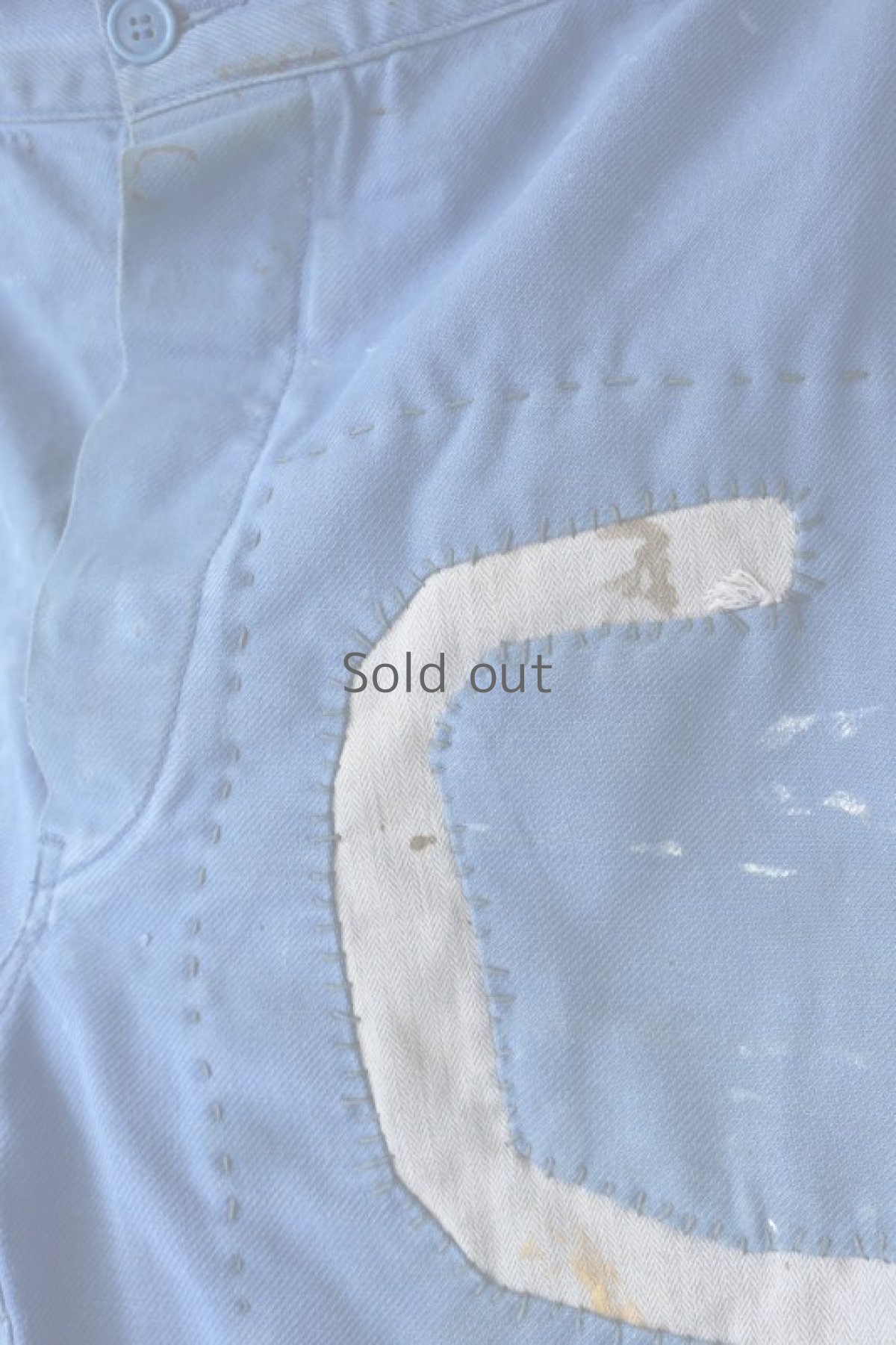 画像4: 【MITSUGU SASAKI】ビンテージ×リメイク　パッチワーク＆ペンキ　ワークパンツ（明るめの青） (4)