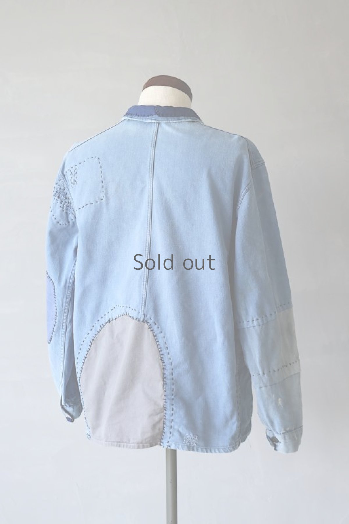 画像16: 【MITSUGU SASAKI】ビンテージリメイク　パッチワーク　ブルーワークジャケット(VETRA) (16)