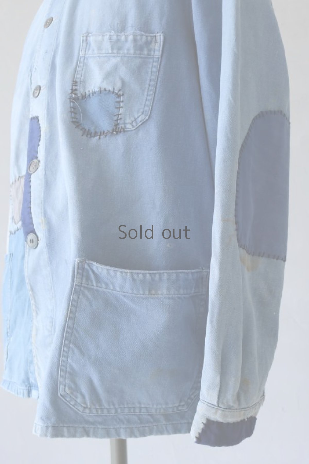 画像9: 【MITSUGU SASAKI】ビンテージリメイク　パッチワーク　ブルーワークジャケット(VETRA) (9)