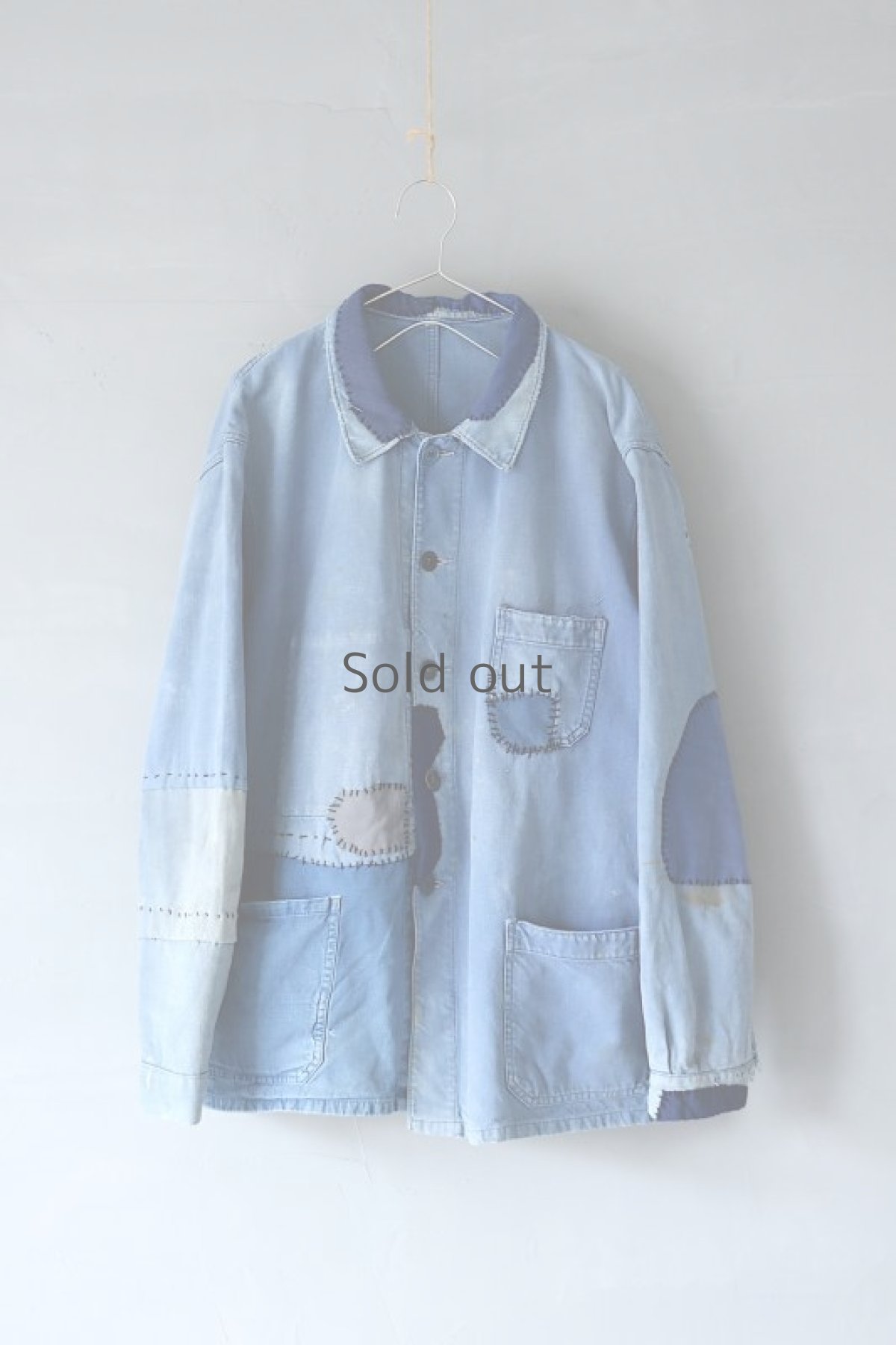 画像17: 【MITSUGU SASAKI】ビンテージリメイク　パッチワーク　ブルーワークジャケット(VETRA) (17)