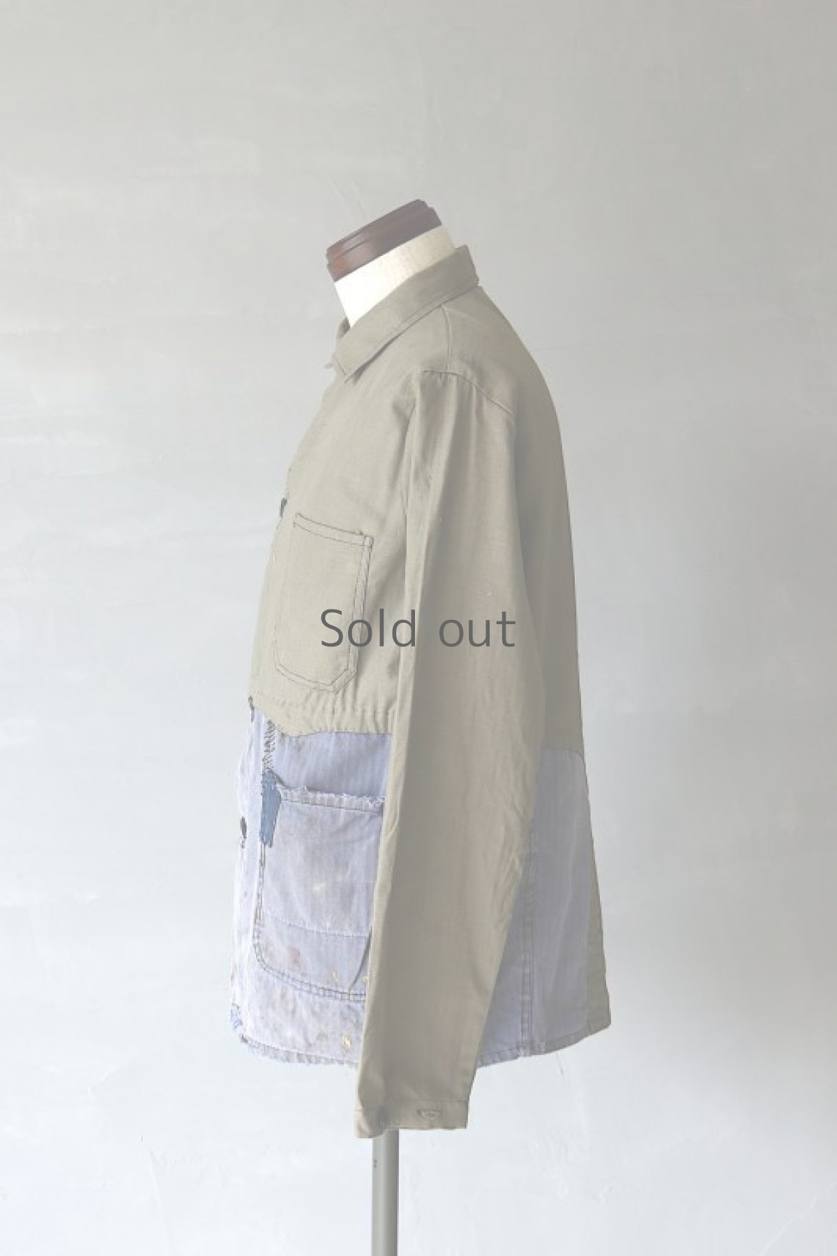 画像7: 【MITSUGU SASAKI】ビンテージリメイク　パッチワーク　カーキワークジャケット(ドイツ) (7)