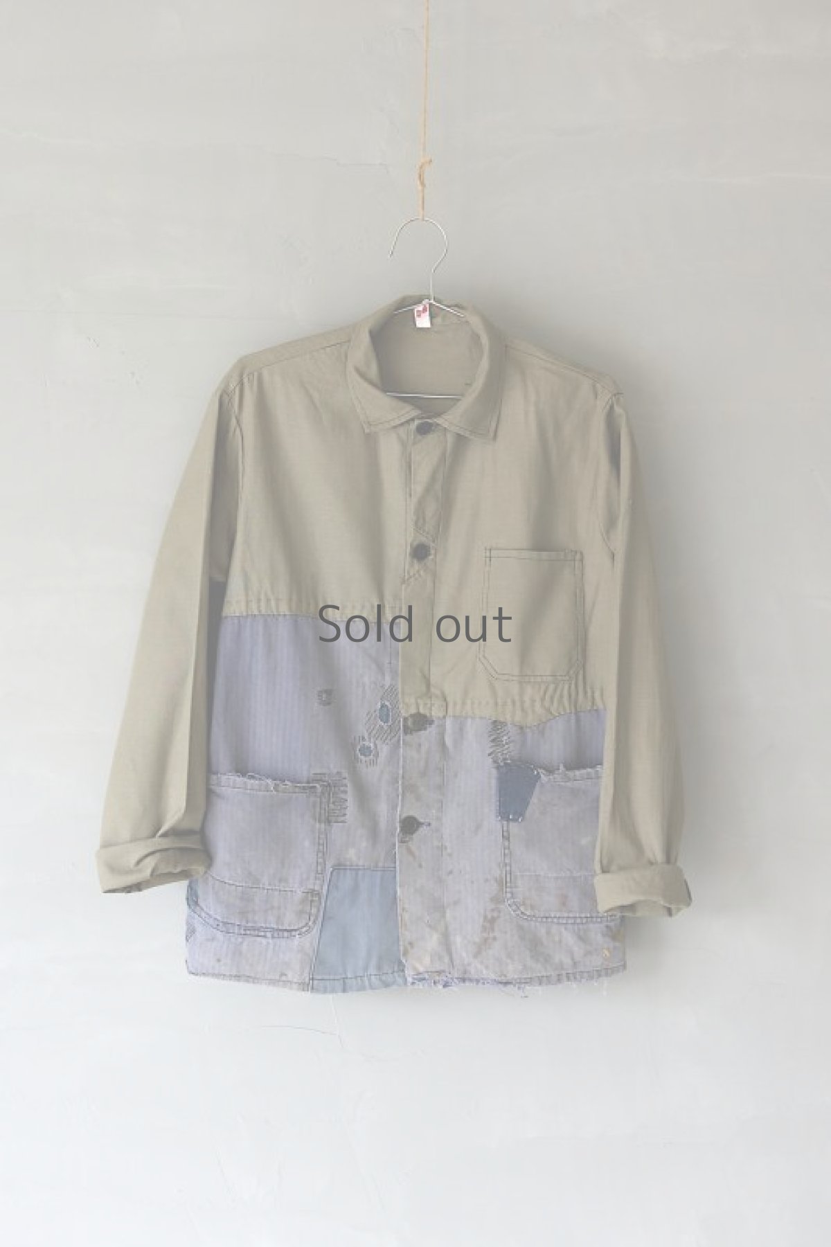 画像12: 【MITSUGU SASAKI】ビンテージリメイク　パッチワーク　カーキワークジャケット(ドイツ) (12)