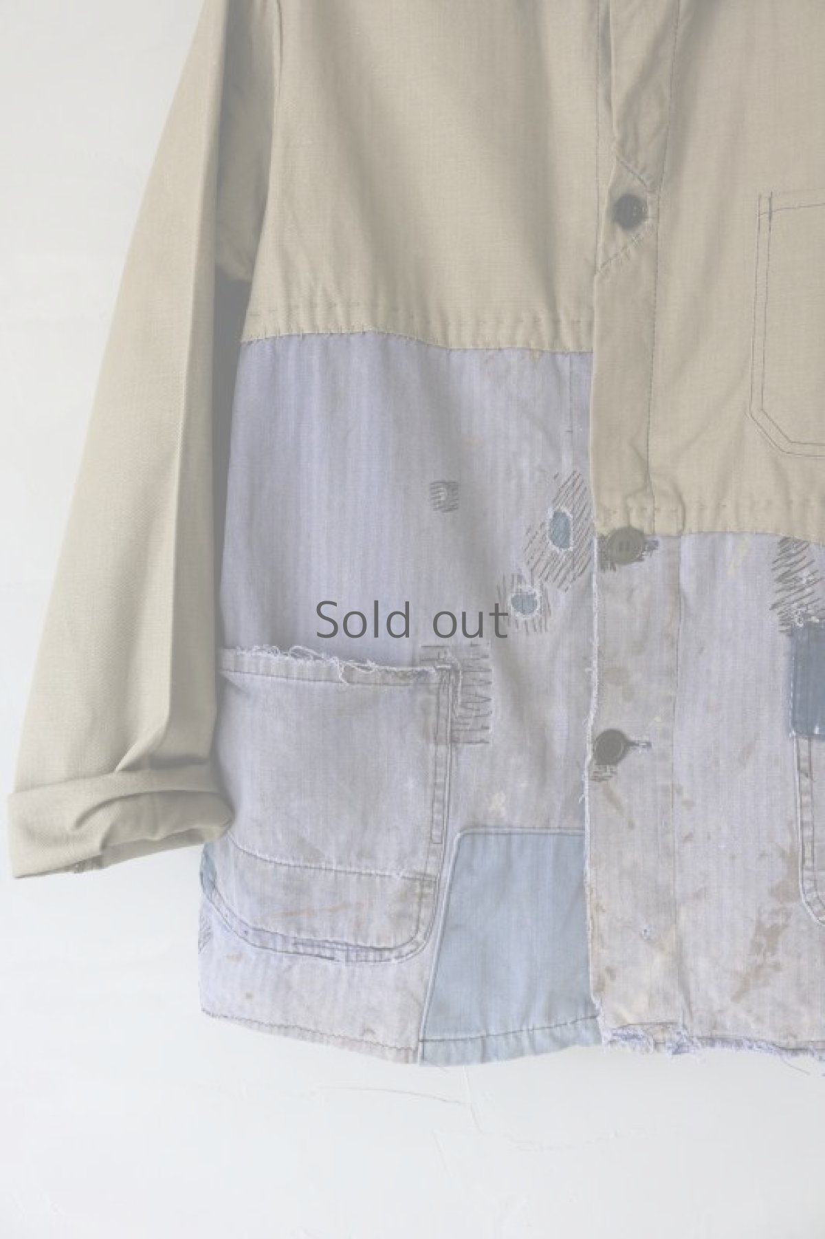 画像13: 【MITSUGU SASAKI】ビンテージリメイク　パッチワーク　カーキワークジャケット(ドイツ) (13)