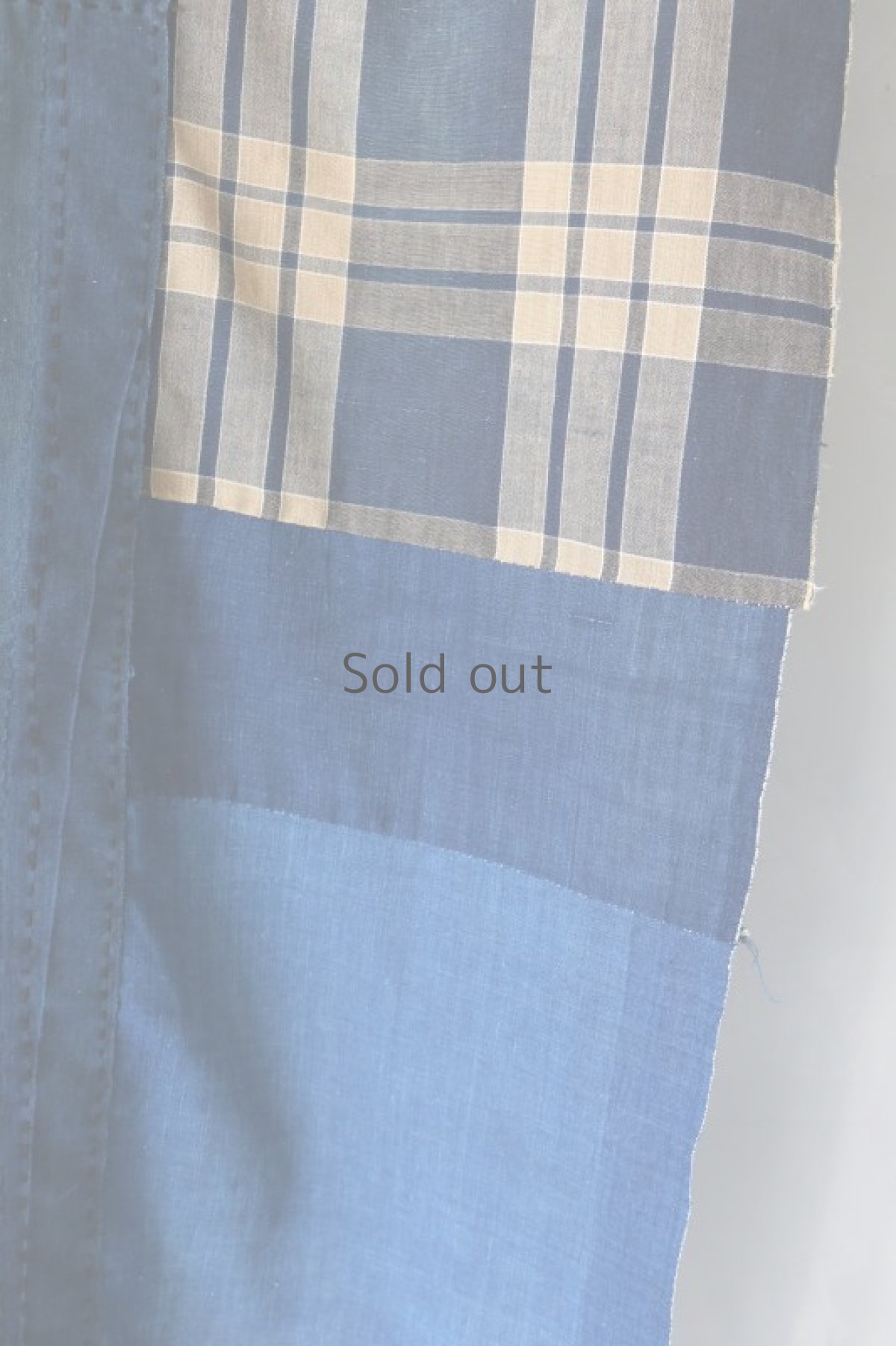 画像7: 【MITSUGU SASAKI】日本古布　パッチワーク壁掛け（藍色×格子柄） (7)