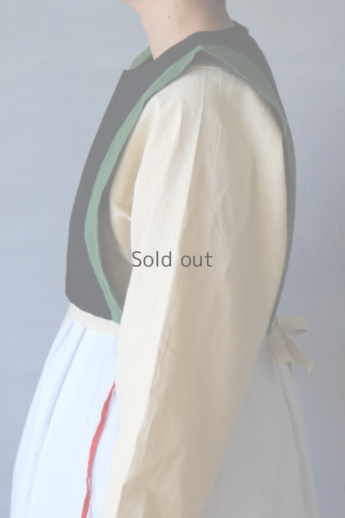 画像7: 【ササキチホ】日本古布　四角衣(木綿・黒/緑) (7)