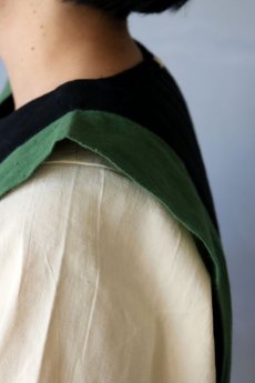 画像8: 【ササキチホ】日本古布　四角衣(木綿・黒/緑) (8)