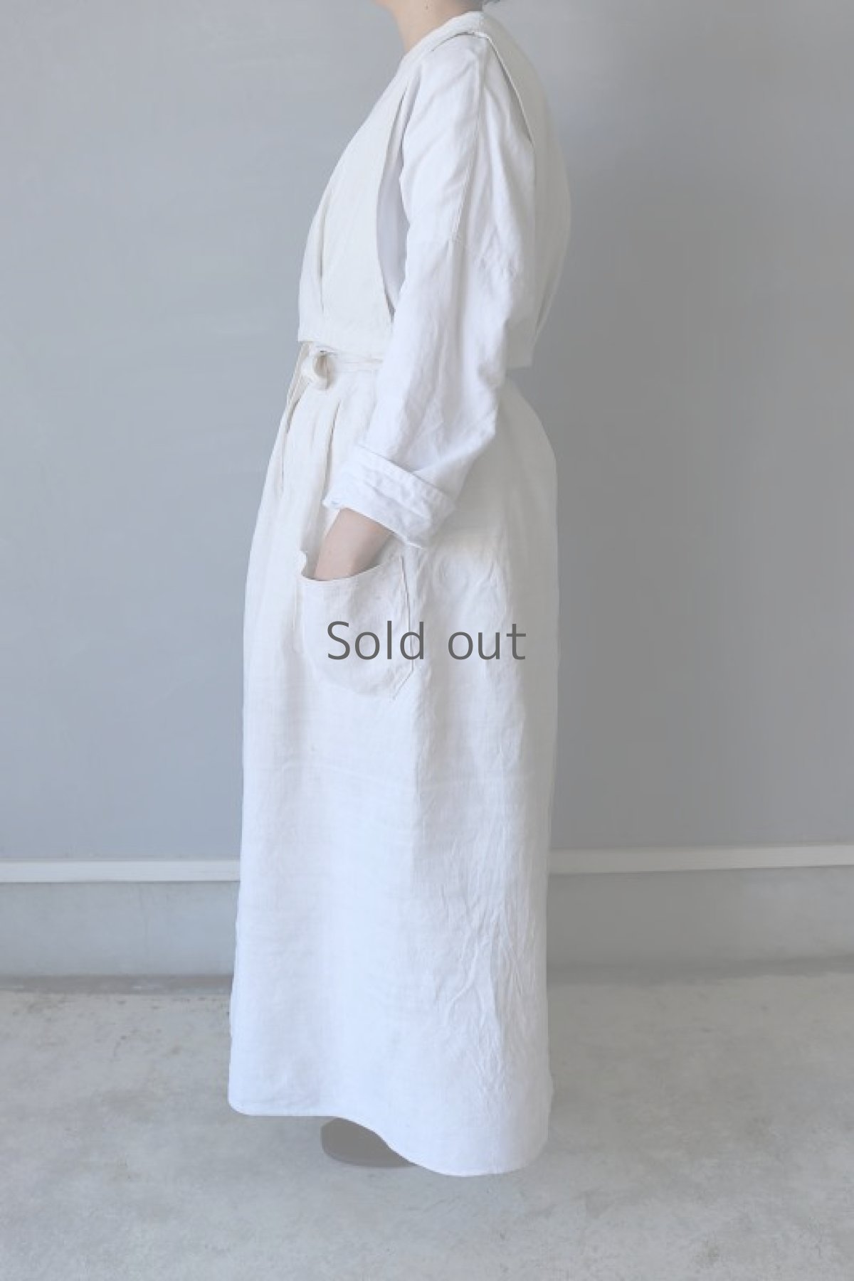 画像12: 【ササキチホ】アンティークリネン　セットアップエプロン（白） (12)