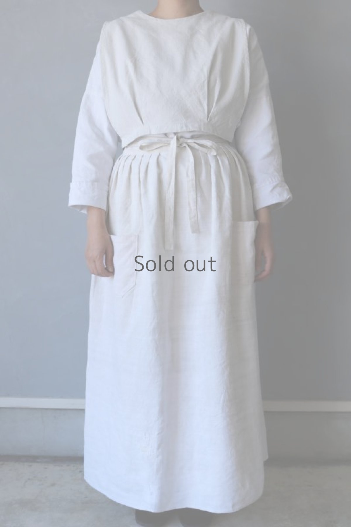 画像8: 【ササキチホ】アンティークリネン　セットアップエプロン（白） (8)