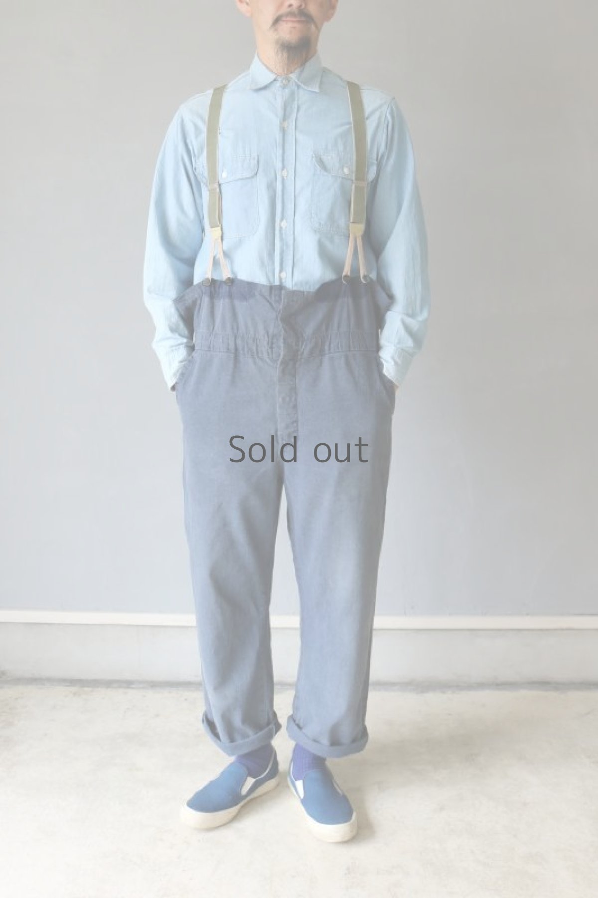 画像2: 【MITSUGU SASAKI】ビンテージリメイク　フィッシャーマンオーバーオール(ドイツワーク) (2)