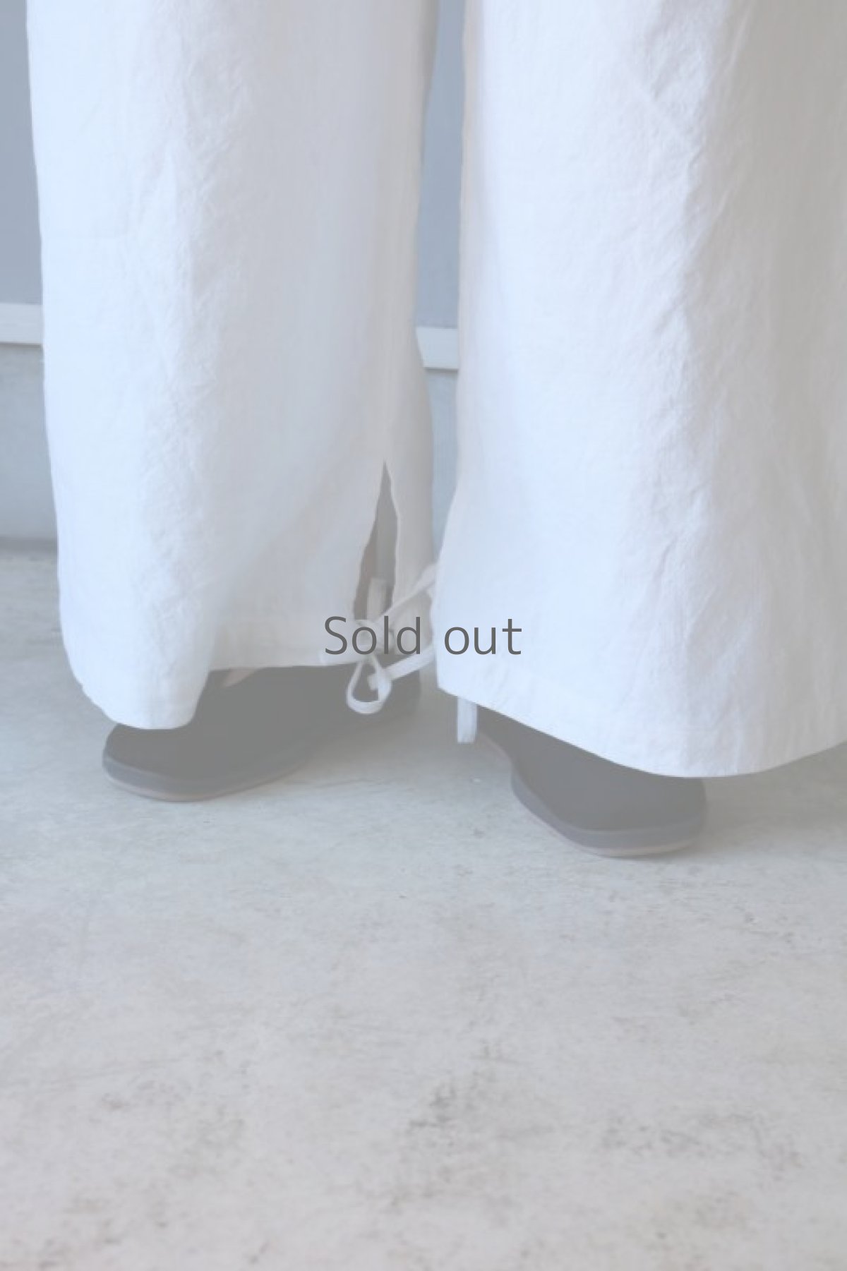 画像5: 【ササキチホ】アンティークリネン　裾紐　ワイドパンツ（白/１０分丈） (5)