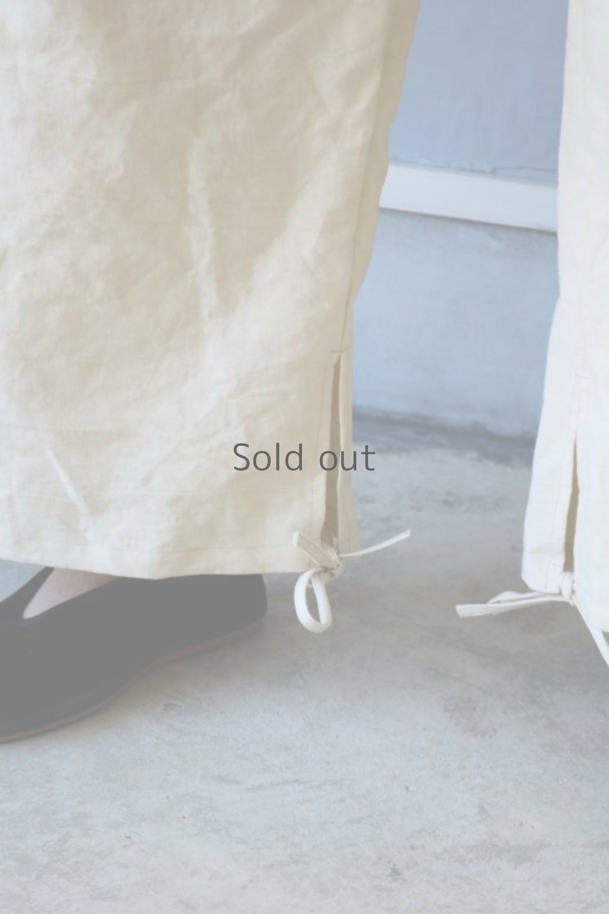 画像6: 【ササキチホ】アンティークリネン　裾紐　ワイドパンツ（生成り/8分丈） (6)