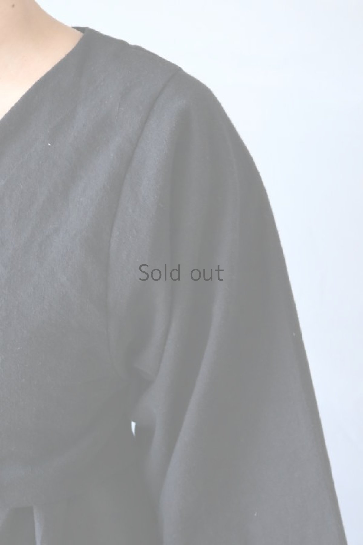 画像6: 【ササキチホ】アンティークリネン×染　短羽織　紐付き（黒） (6)