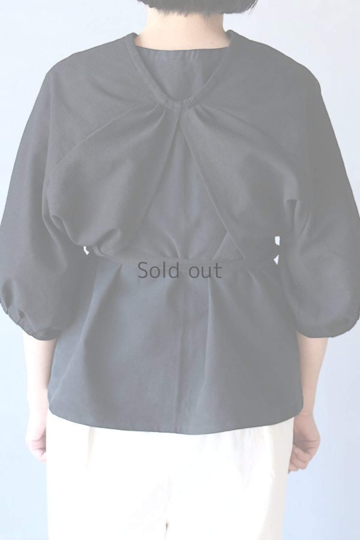 画像6: 【ササキチホ】アンティークリネン　アドスリーブス　５分袖（黒） (6)