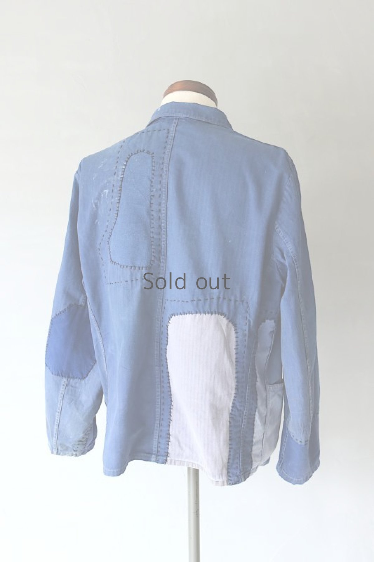 画像17: 【MITSUGU SASAKI】ビンテージリメイク　パッチワーク　ブルーワークジャケット(ドイツ) (17)