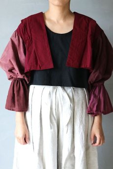 画像5: 【ササキチホ】古布木綿　肩衣　ピエロ袖（あずき色） (5)