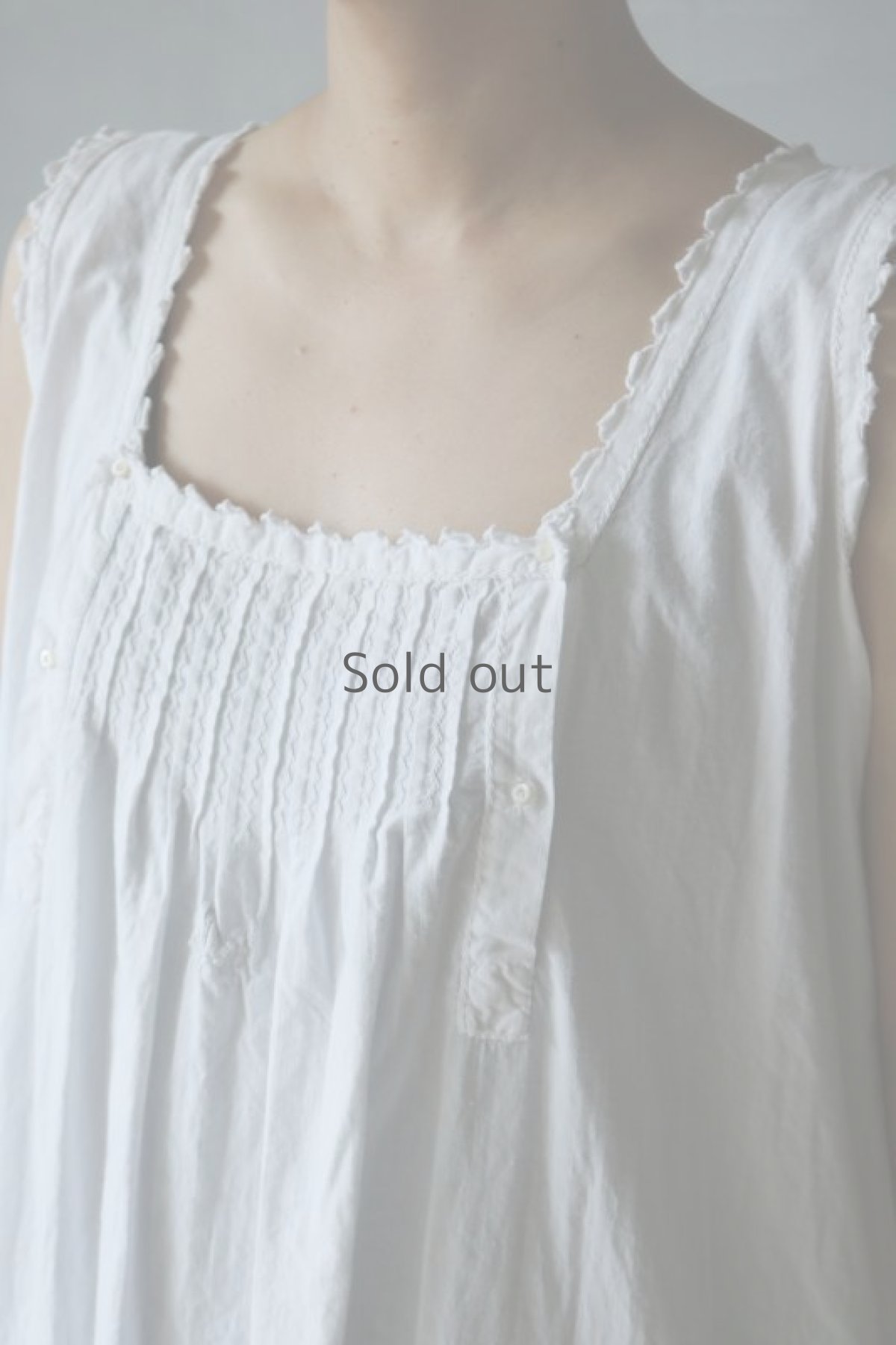 画像6: 【フランス】アンティークコットン　ノースリーブワンピース（ホワイト） (6)