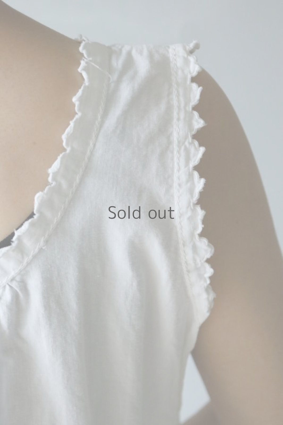 画像10: 【フランス】アンティークコットン　ノースリーブワンピース（ホワイト） (10)