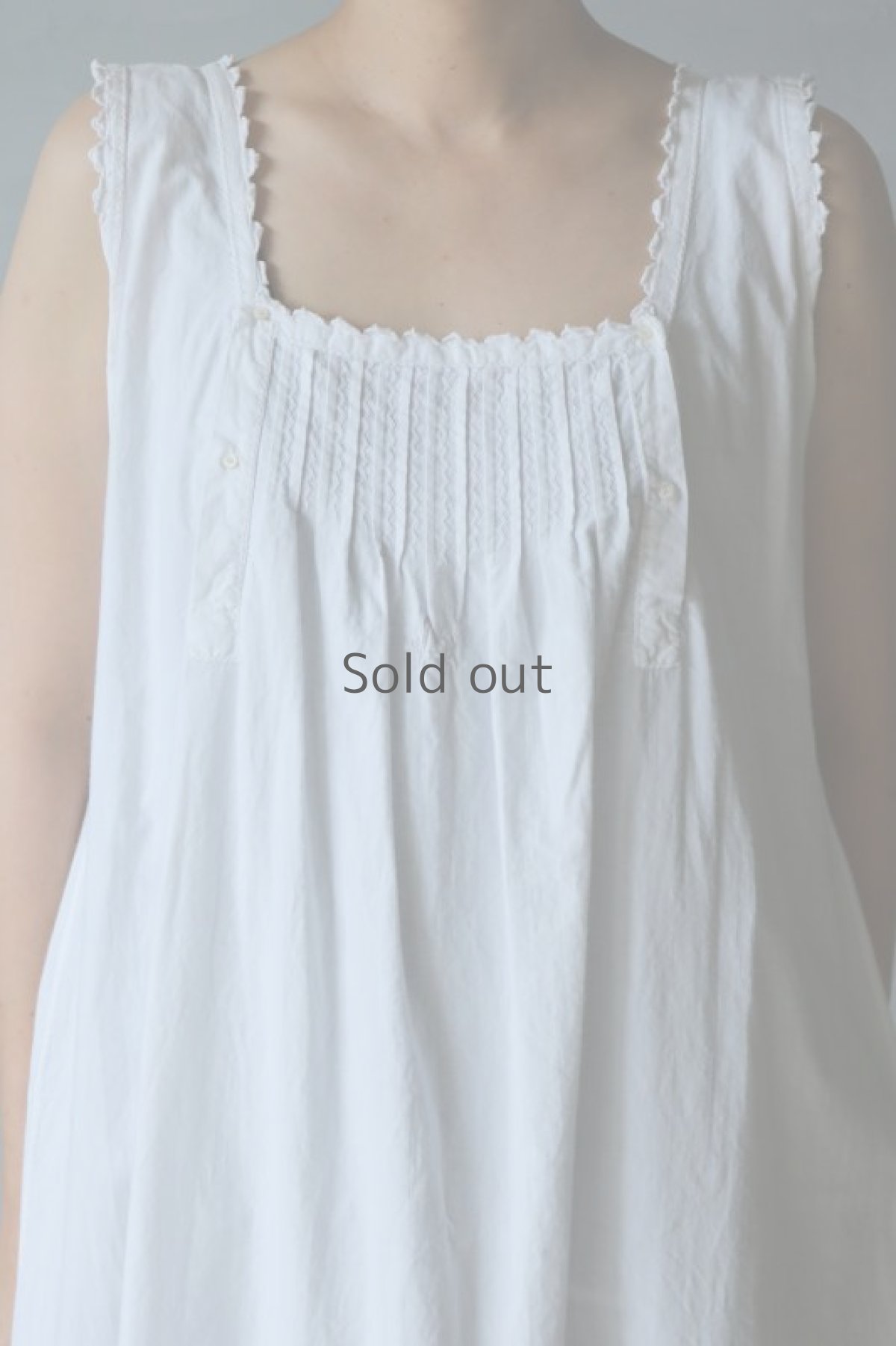 画像5: 【フランス】アンティークコットン　ノースリーブワンピース（ホワイト） (5)