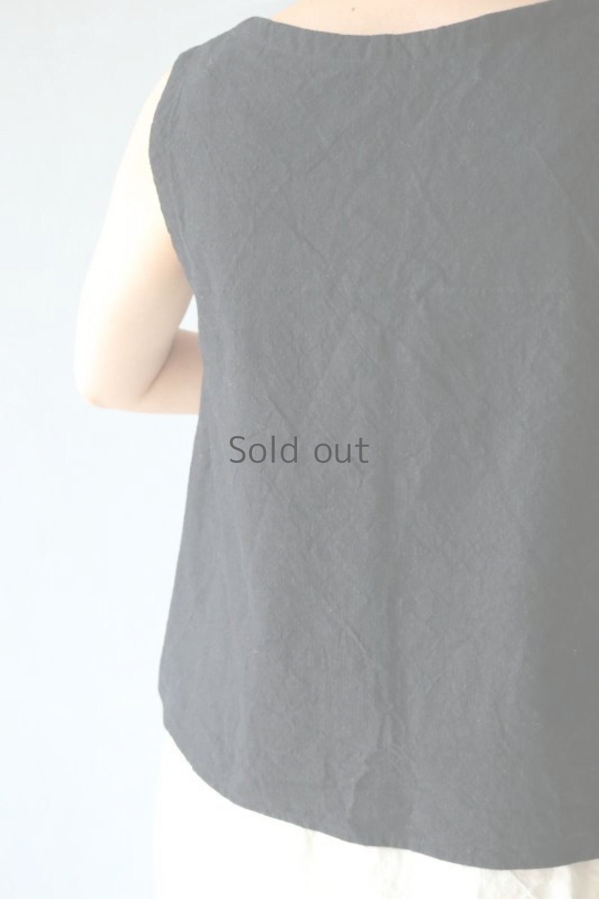 画像6: 【ササキチホ】アンティークリネン×染  タンクトップ（黒） (6)