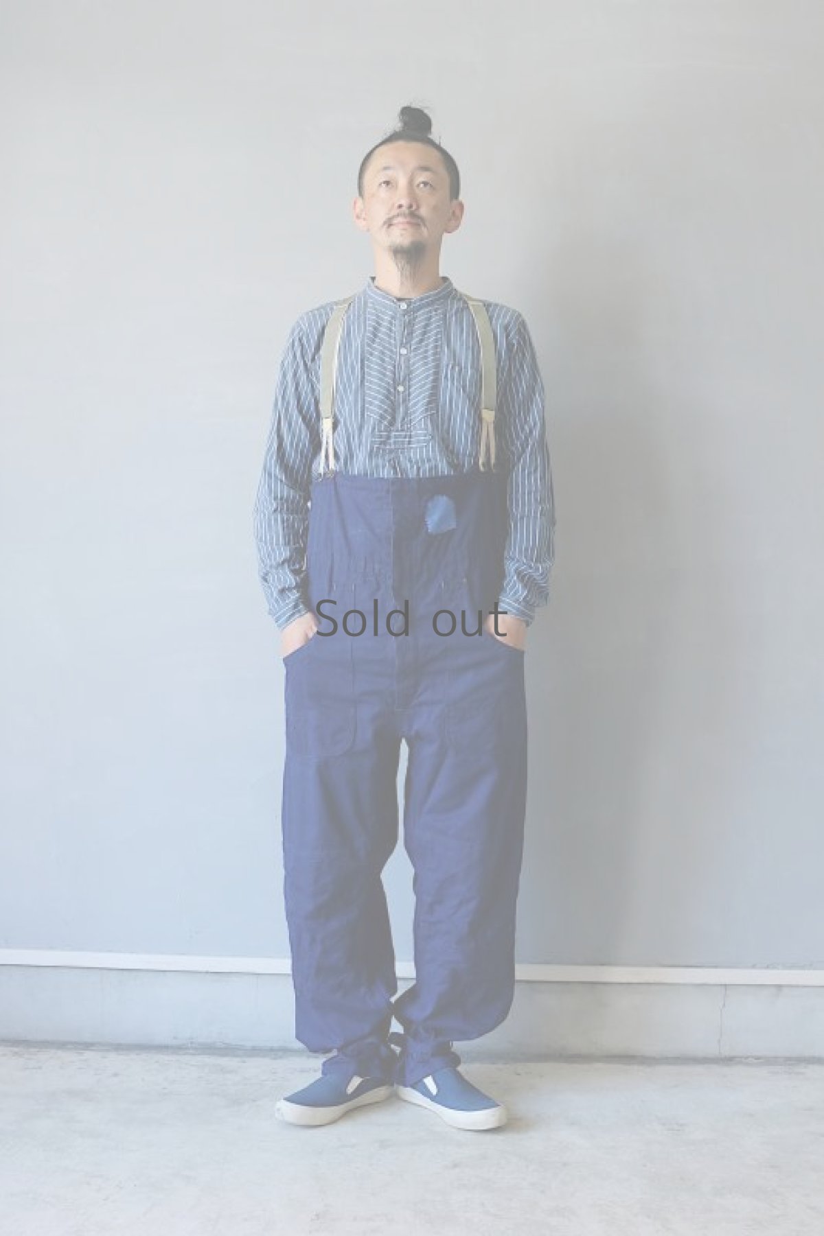 画像8: 【MITSUGU SASAKI】ビンテージリメイク　フィッシャーマン　ブルーオーバーオール(フレンチワーク) (8)