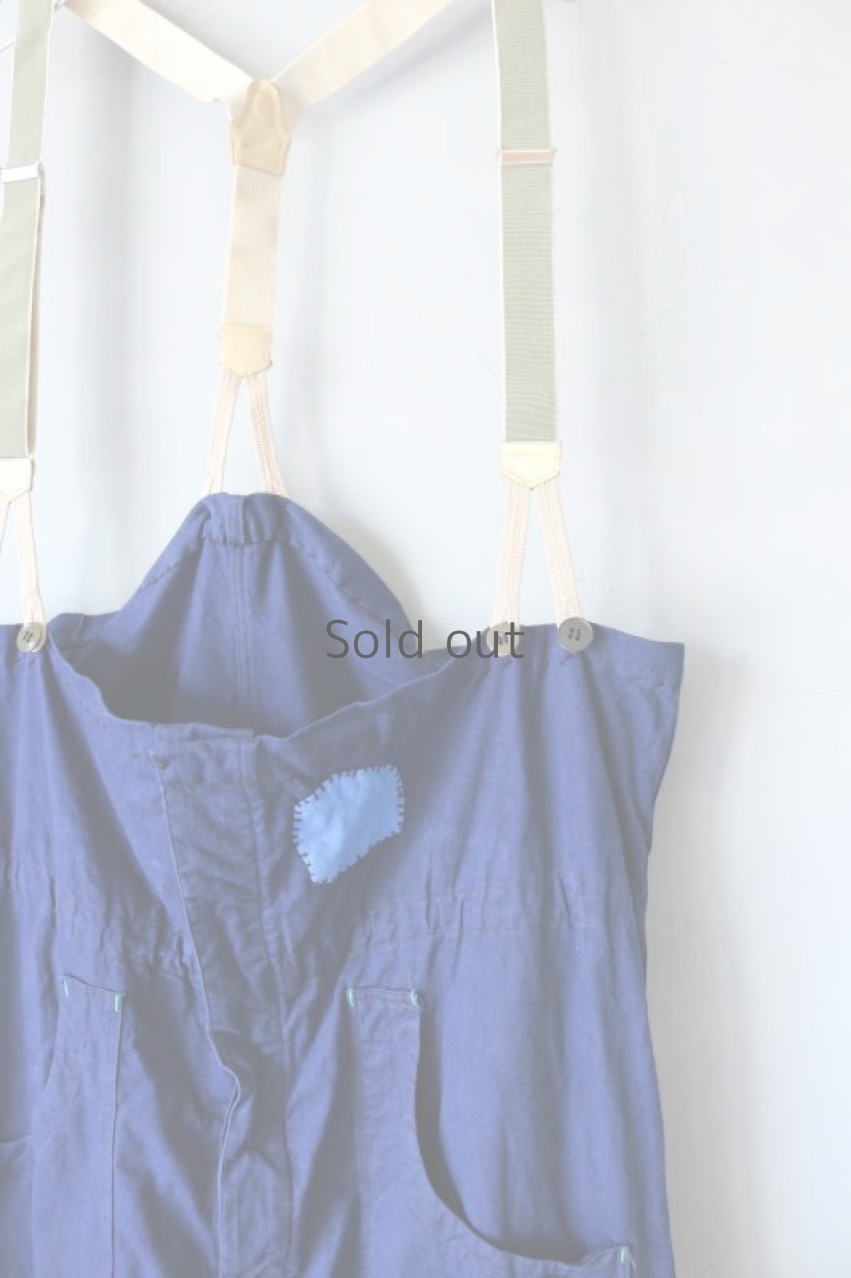 画像3: 【MITSUGU SASAKI】ビンテージリメイク　フィッシャーマン　ブルーオーバーオール(フレンチワーク) (3)