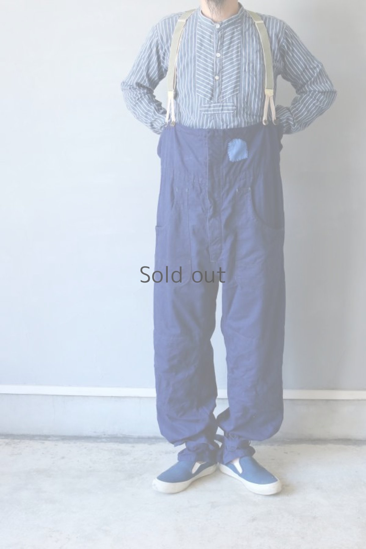 画像10: 【MITSUGU SASAKI】ビンテージリメイク　フィッシャーマン　ブルーオーバーオール(フレンチワーク) (10)