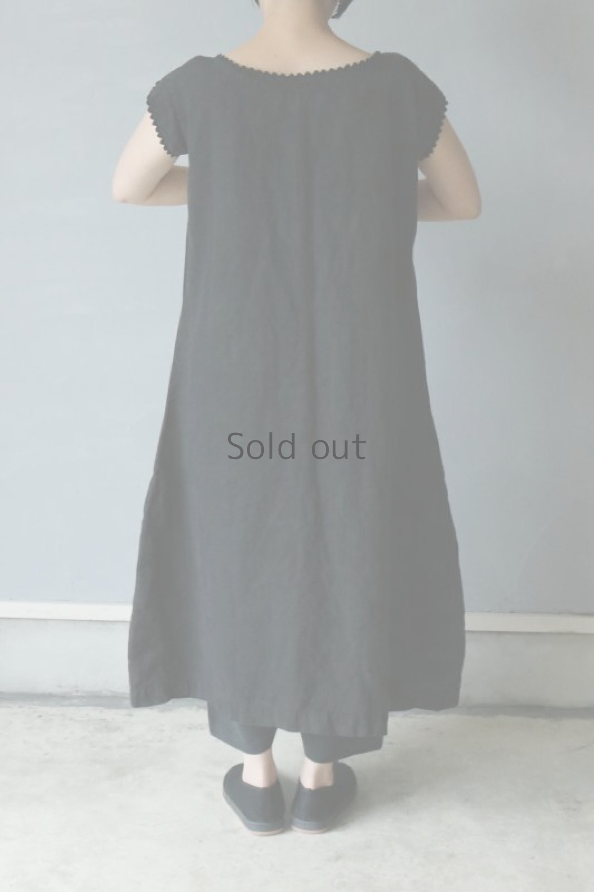 画像8: 【フランス】アンティークリネン×染　ショートスリーブ　ワンピース（ブラック/イニシャルPB） (8)