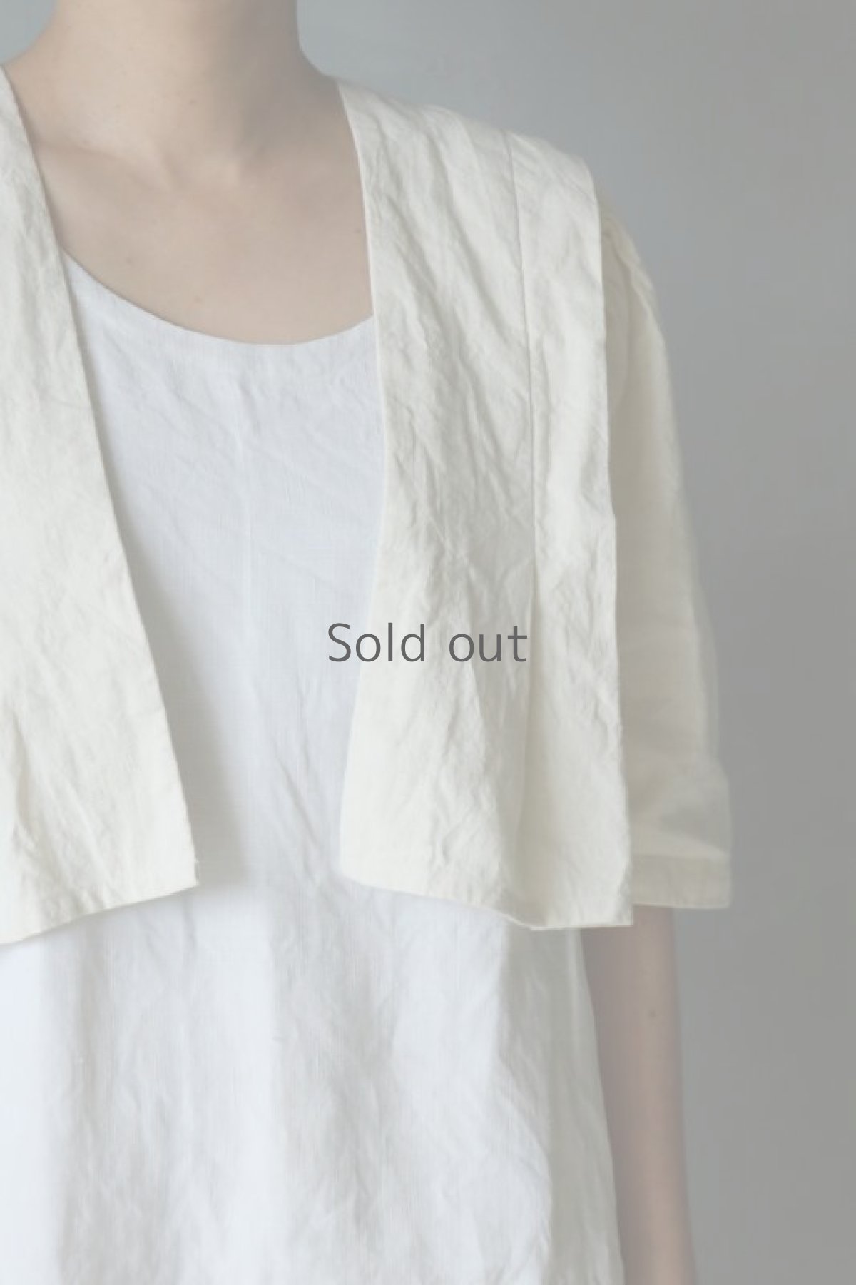 画像6: 【ササキチホ】アンティークリネン　肩衣（５分袖パフスリーブ/生成り） (6)