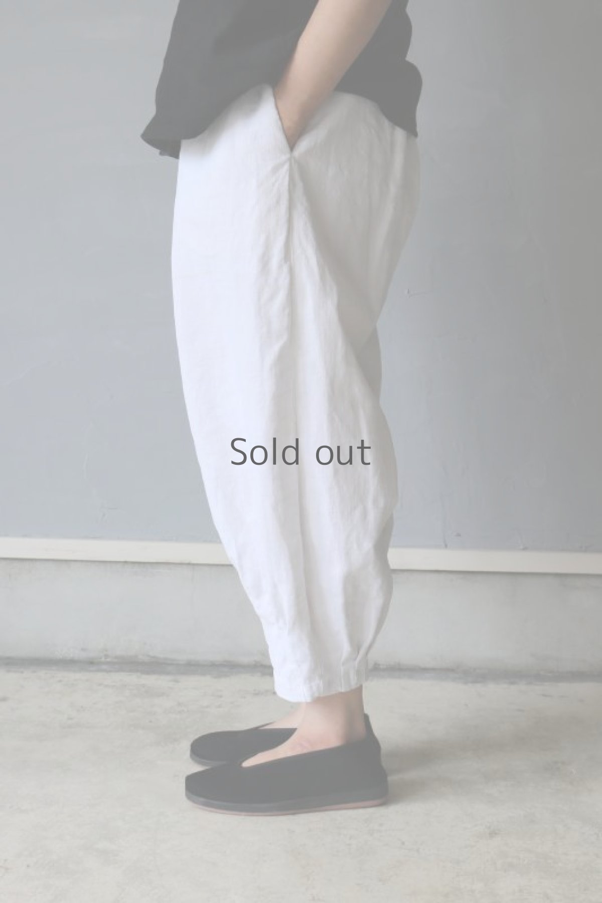 画像4: 【ササキチホ】アンティークリネン　バレルパンツ（白） (4)